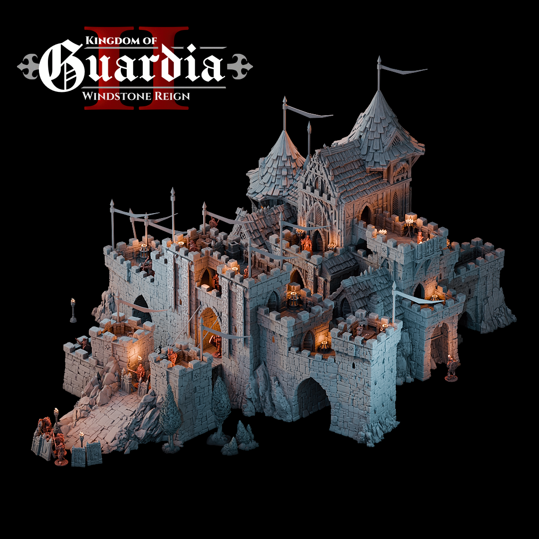 Guardia's Keep: Medieval Castle Fortress 28MM Tabletop Terrain, Model Railroading, Gaming