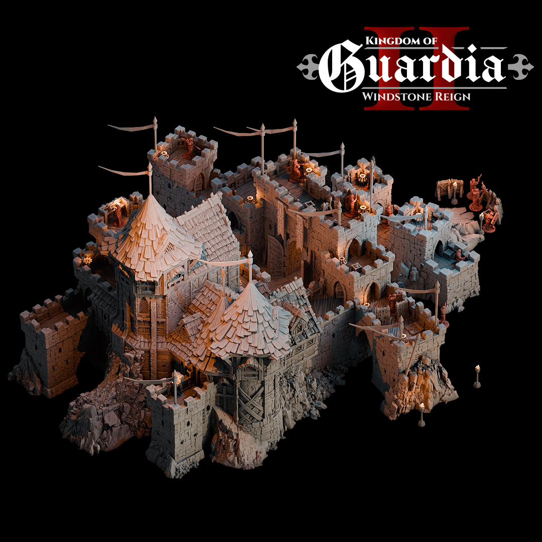 Guardia's Keep: Medieval Castle Fortress 28MM Tabletop Terrain, Model Railroading, Gaming