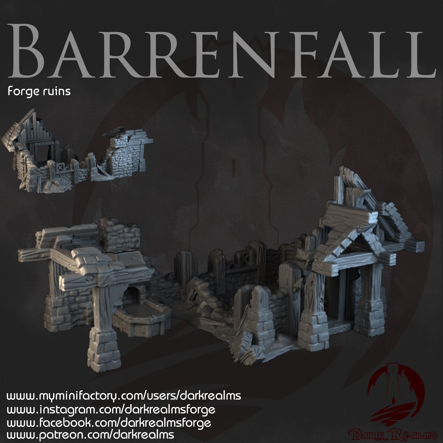 Ruins, Barenfall, Ruin terrain, War Terrain, Dark Realms, Tower, Tower Ruins, Arkenfel, Tower or Sorrow, Warhammer, Dungeons and Dragons, Warhammer Terrain, gift, Terrain Gift, 28mm terrain, Tabletop Terrain