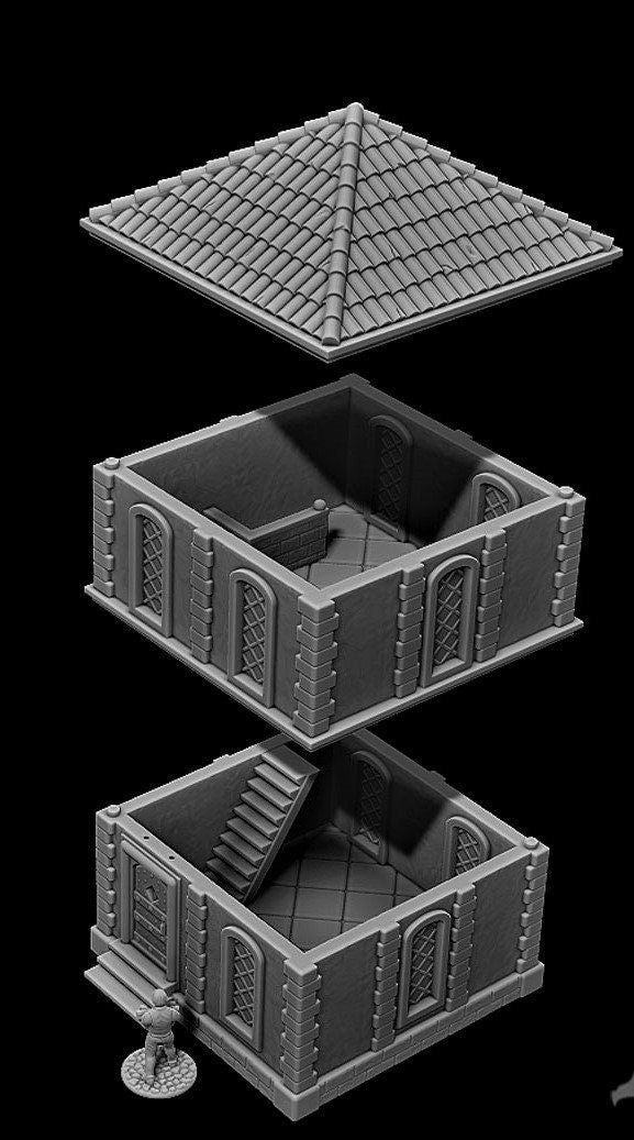 Salmystia House A -Mid City Common House - Terrain - . - Dungeons and Dragons - 28mm Terrain - . terrain