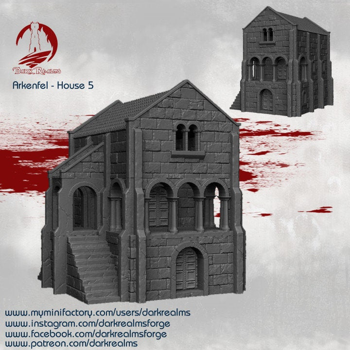 City Building 5 - Arkenfel House 5 - Dark Realms Building 5 - - Dungeons and Dragons - 28mm Terrain - terrain