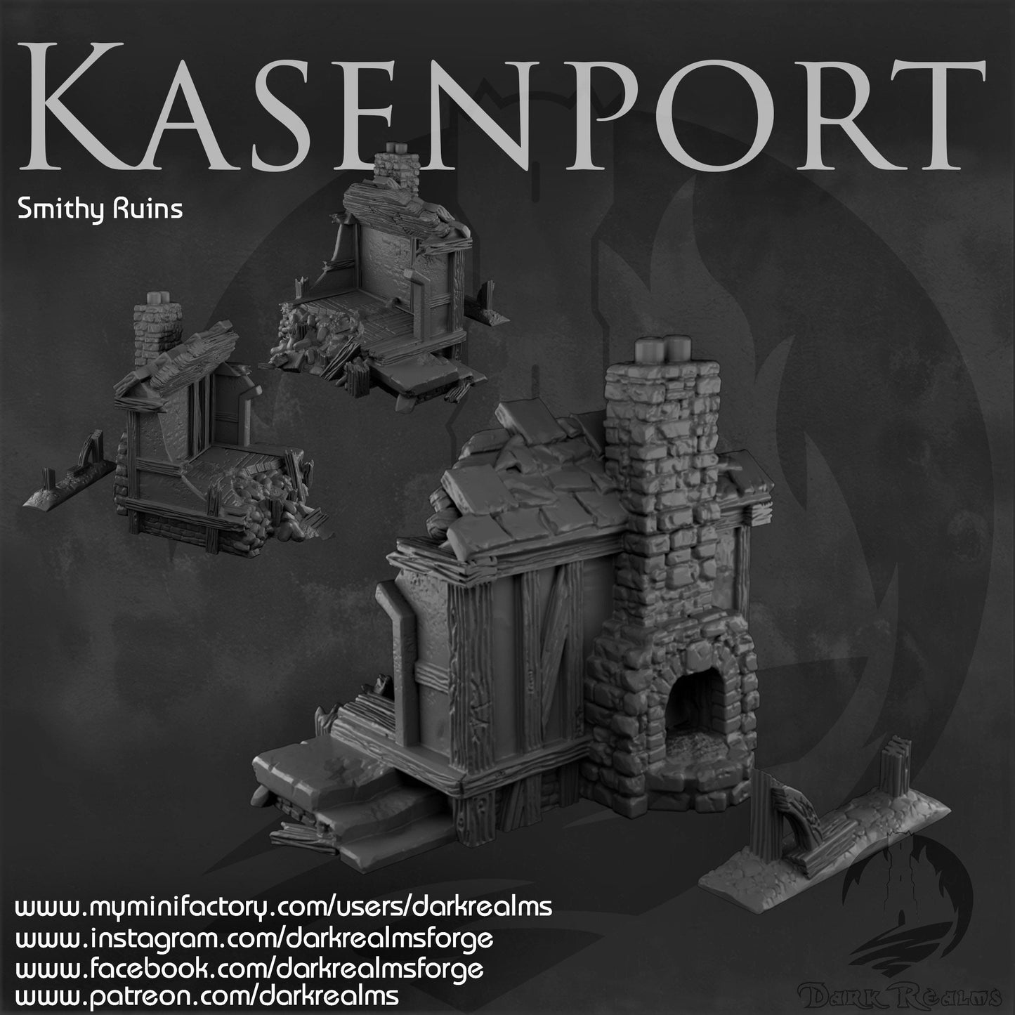 2 Smithy Ruins - Kasenport - Dark Realms - - Dungeons and Dragons - 28mm Terrain - terrain