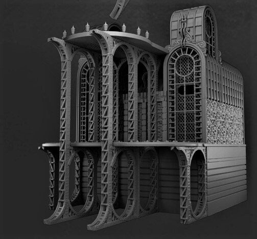 Steampunk, Steampunk Terrain, Warhammer Terrain, Warhammer, Industrial Terrain, Urban Terrain, City Building, Laandan, Gift, Modern Steampunk, Warhammer battle, Tower terrain, Airstrip, Terrain, gift, Airship terrain, 28mm terrain, Tabletop Terrain