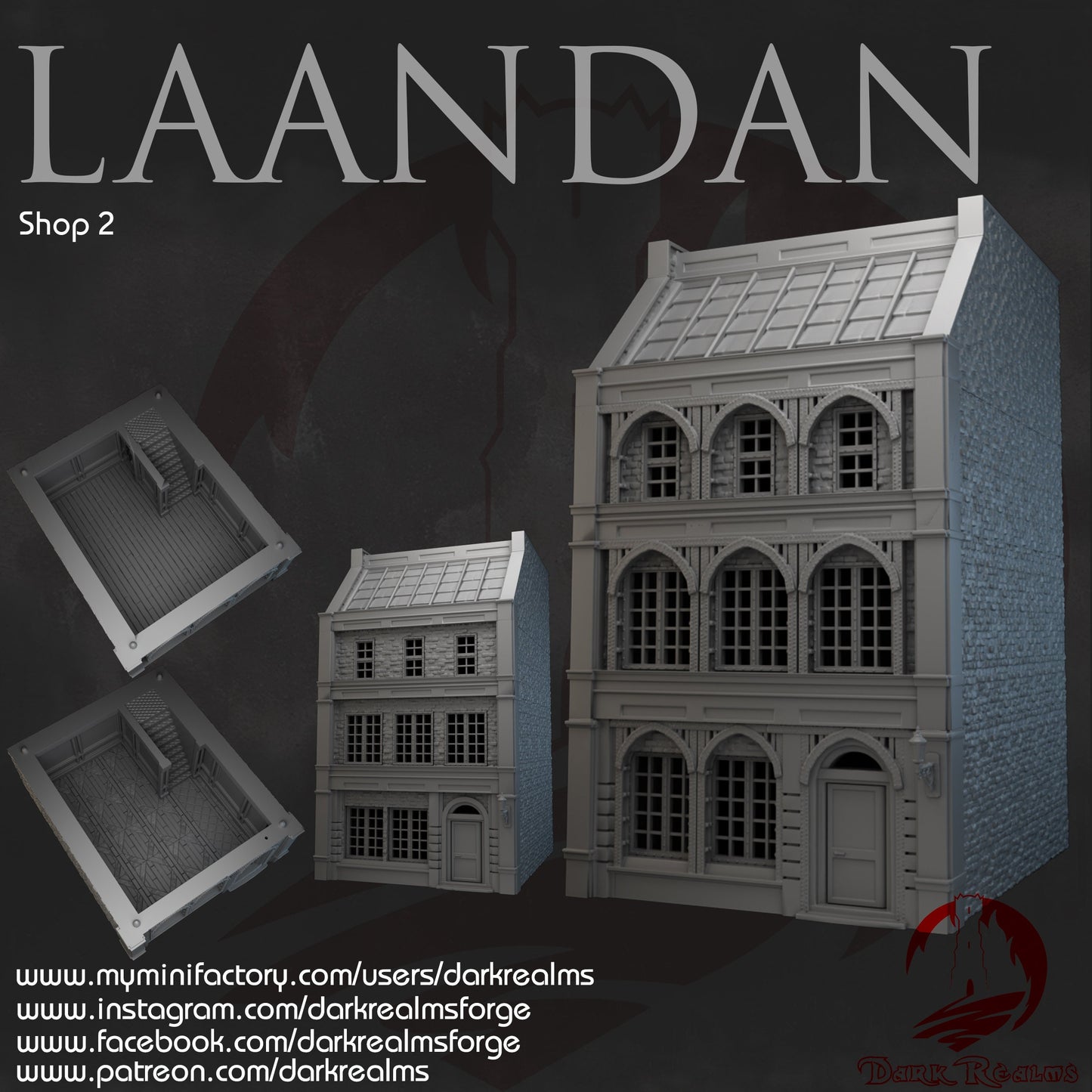 Laandan, 5 levels, Manufacturing Shop, Steampunk Shop 1, Industrial Terrain, modern Terrain, Post Apocalyptic, Wargaming, Multilevel, expandable building, fantasy, building terrain, city buildings, city building, multilevel
