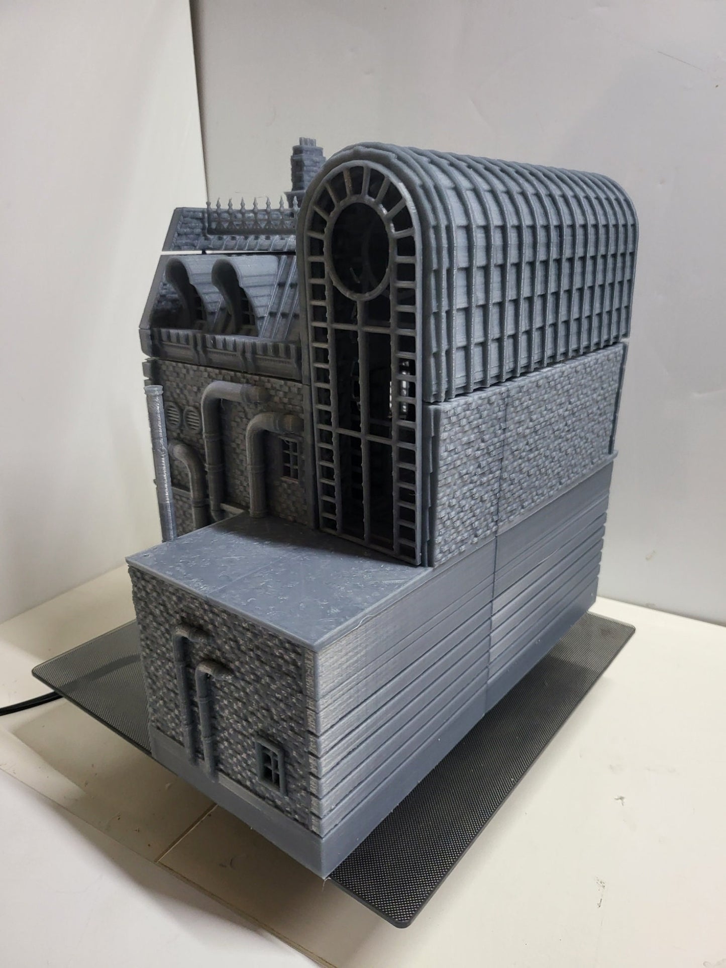 steampunk, modern, industrial terrain, post apocalyptic, warhammer, Tabletop Terrain, Tabletop games, wargaming, table top, terrain, Steampunk Laandan, Long building, Victorian Terrain, modular building, modular terrain