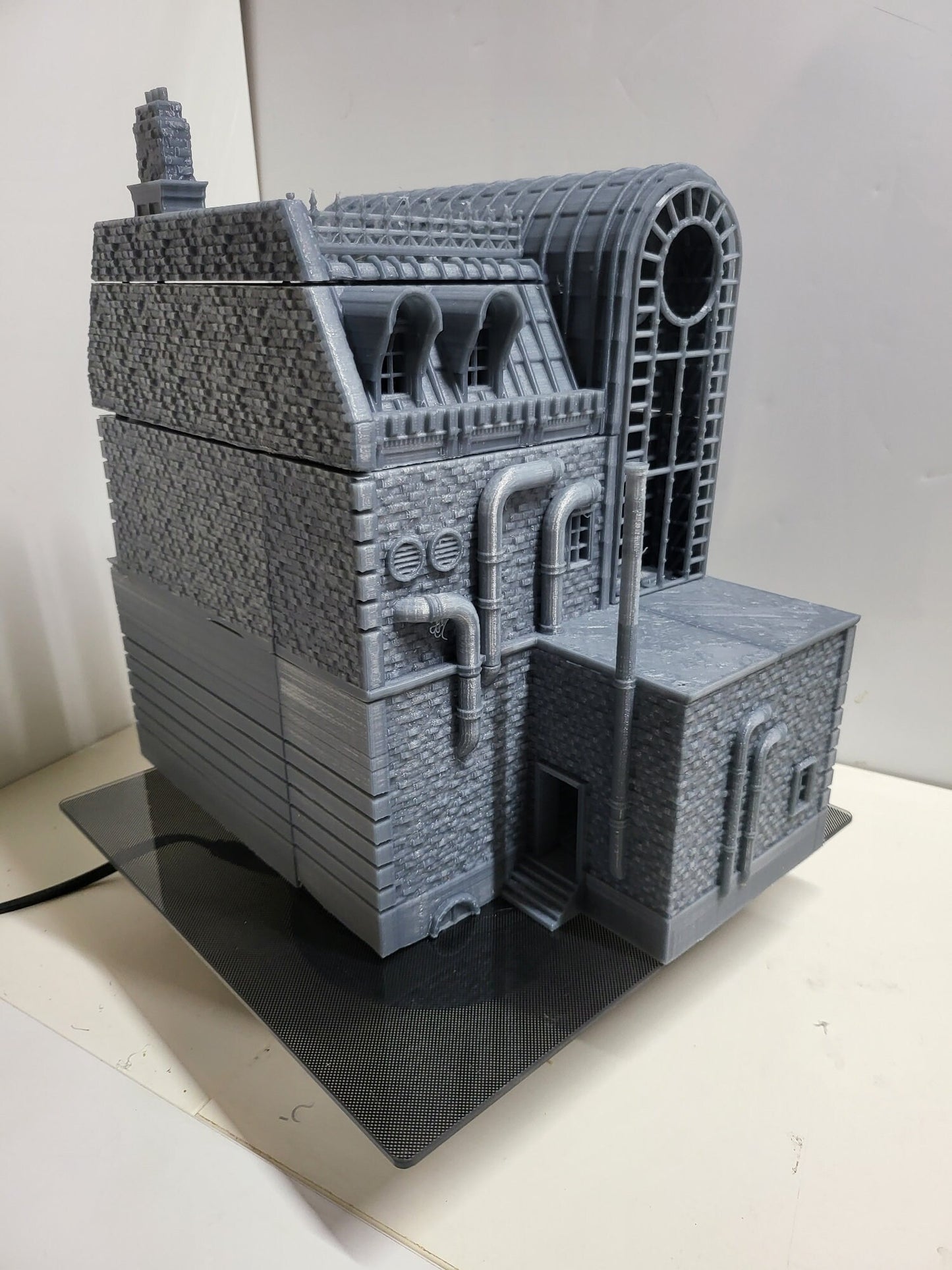 steampunk, modern, industrial terrain, post apocalyptic, warhammer, Tabletop Terrain, Tabletop games, wargaming, table top, terrain, Steampunk Laandan, Long building, Victorian Terrain, modular building, modular terrain