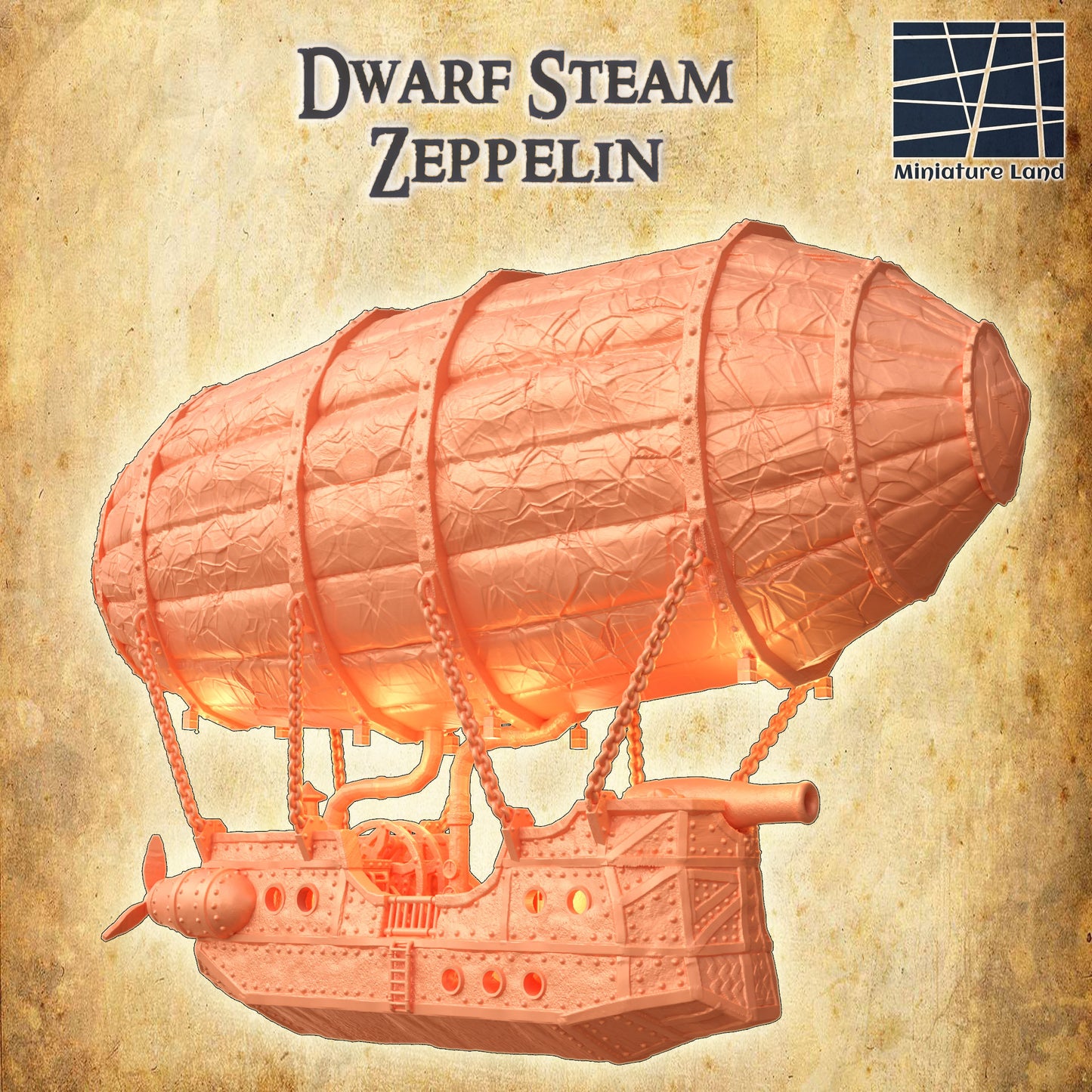 DnD Miniature, 40k Terrain, Train Terrain, Tabletop Town, Tabletop Game, Dnd Table, DND Terrain, DND Miniatures, gaming terrain, 28mm Terrain, warhammer, time keeper, Dirigible, Blimp, Zeppelin, Steam Ship, Steampunk, necromunda, Mordheim