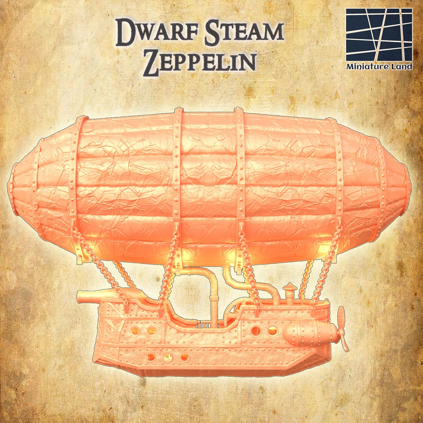DnD Miniature, 40k Terrain, Train Terrain, Tabletop Town, Tabletop Game, Dnd Table, DND Terrain, DND Miniatures, gaming terrain, 28mm Terrain, warhammer, time keeper, Dirigible, Blimp, Zeppelin, Steam Ship, Steampunk, necromunda, Mordheim