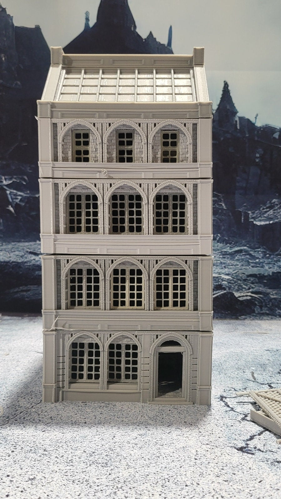 Laandan, 5 levels, Manufacturing Shop, Steampunk Shop 1, Industrial Terrain, modern Terrain, Post Apocalyptic, Wargaming, Multilevel, expandable building, fantasy, building terrain, city buildings, city building, multilevel