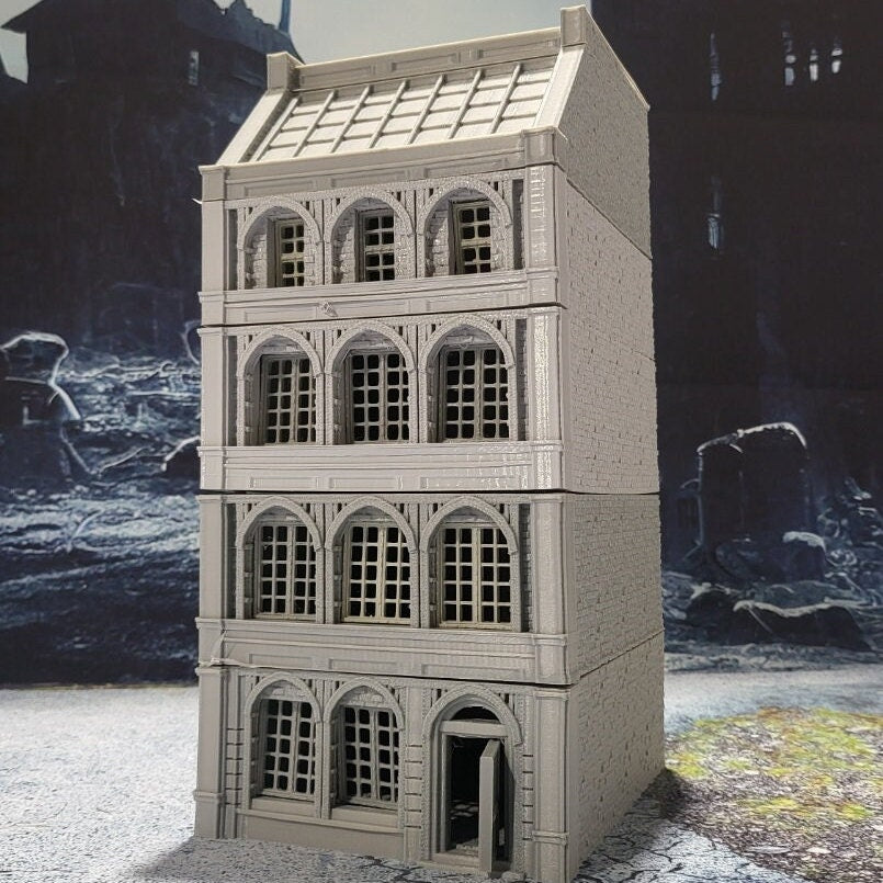 Laandan, 5 levels, Manufacturing Shop, Steampunk Shop 1, Industrial Terrain, modern Terrain, Post Apocalyptic, Wargaming, Multilevel, expandable building, fantasy, building terrain, city buildings, city building, multilevel
