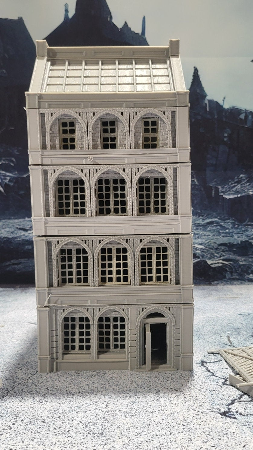 Laandan, 5 levels, Manufacturing Shop, Steampunk Shop 1, Industrial Terrain, modern Terrain, Post Apocalyptic, Wargaming, Multilevel, expandable building, fantasy, building terrain, city buildings, city building, multilevel