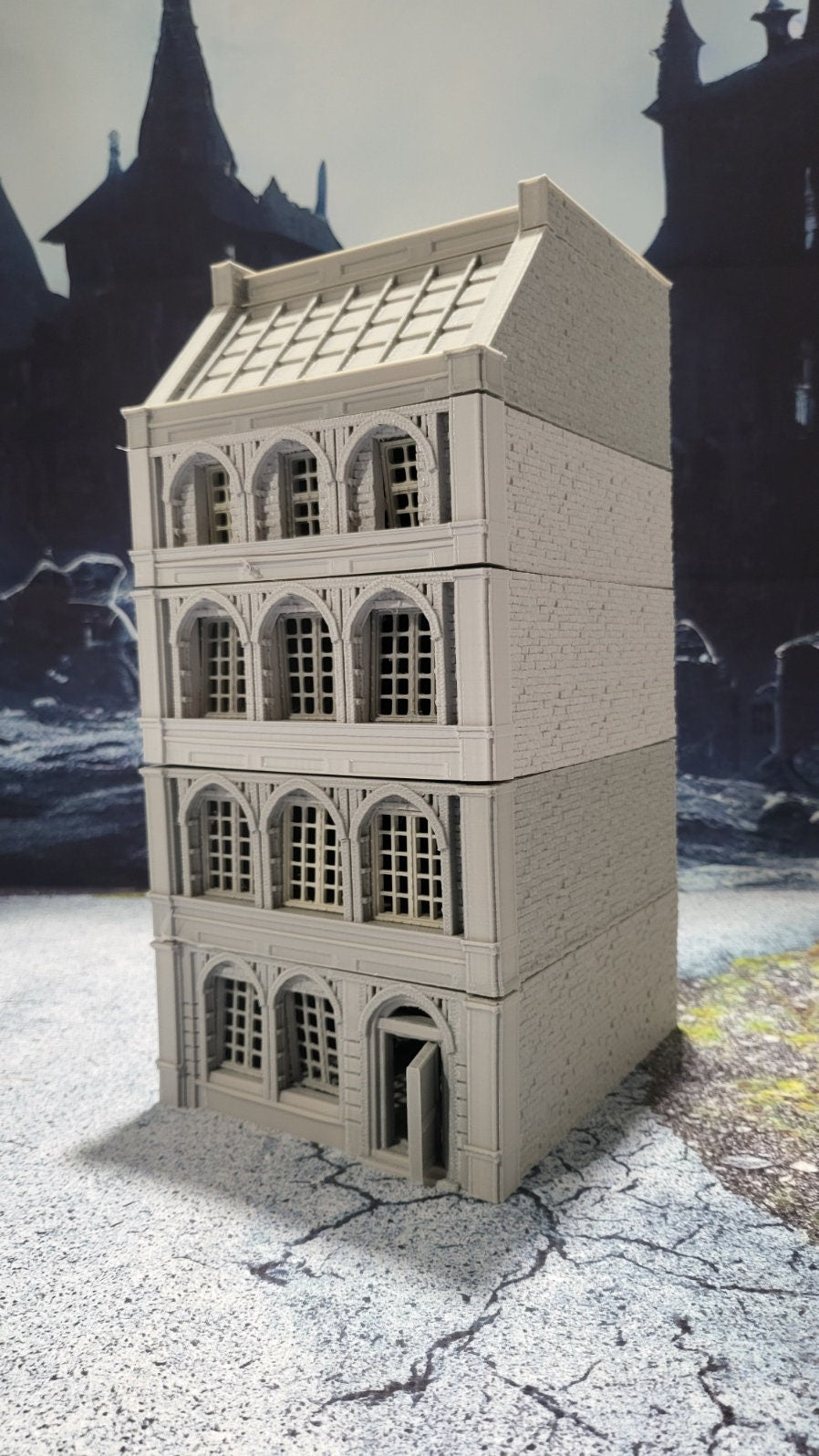 Laandan, 5 levels, Manufacturing Shop, Steampunk Shop 1, Industrial Terrain, modern Terrain, Post Apocalyptic, Wargaming, Multilevel, expandable building, fantasy, building terrain, city buildings, city building, multilevel
