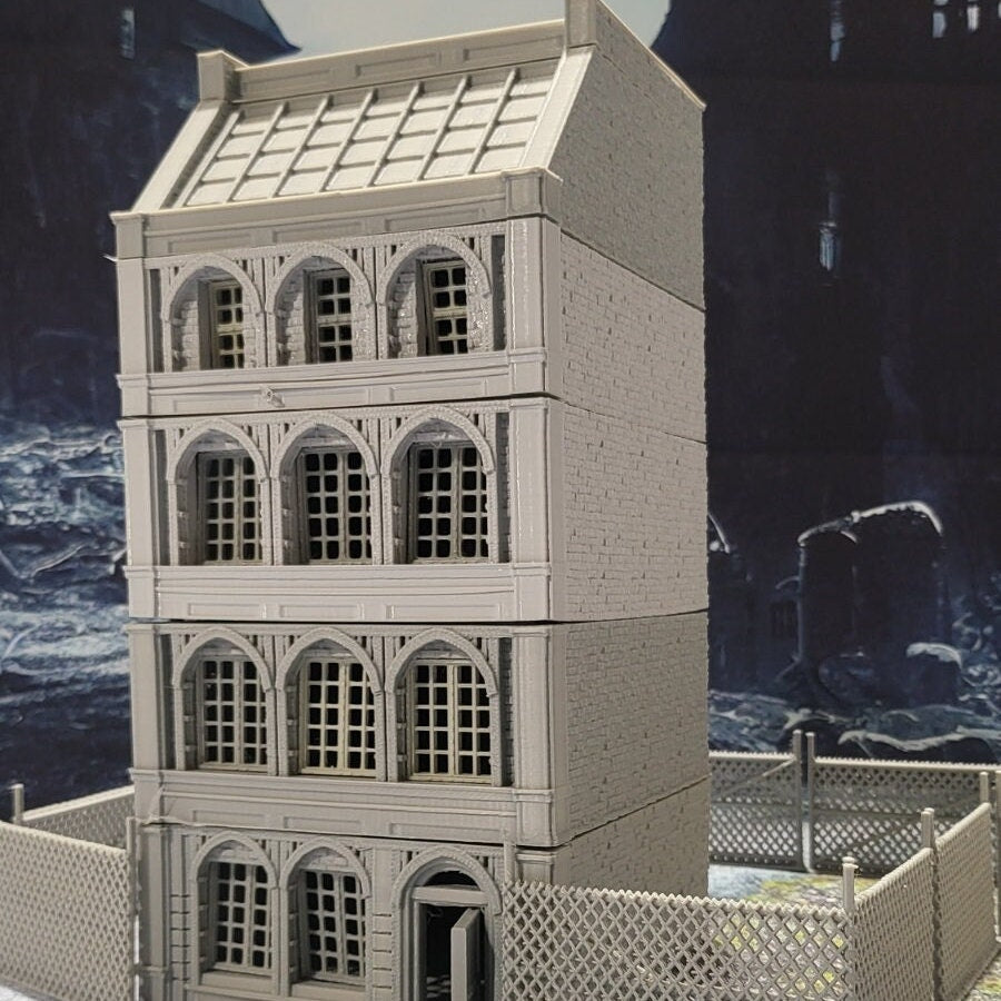 Laandan, 5 levels, Manufacturing Shop, Steampunk Shop 1, Industrial Terrain, modern Terrain, Post Apocalyptic, Wargaming, Multilevel, expandable building, fantasy, building terrain, city buildings, city building, multilevel