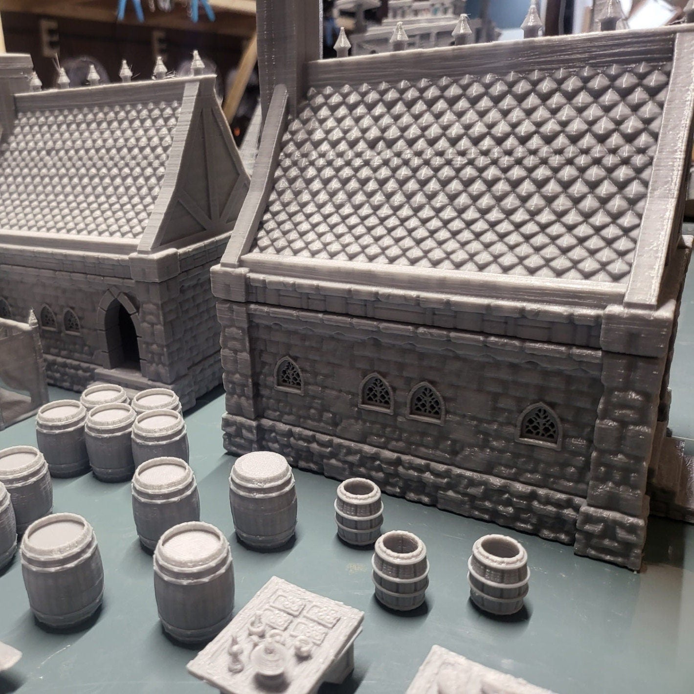 9 houses, 1 markettent, 1 clocktower, 6 market stalls, a fountain, and a street market. With everything you need in one shot, this will provide hours of fun for hobbyists & gamers. Get your hands on this fantastic set and bring your tabletop to life!