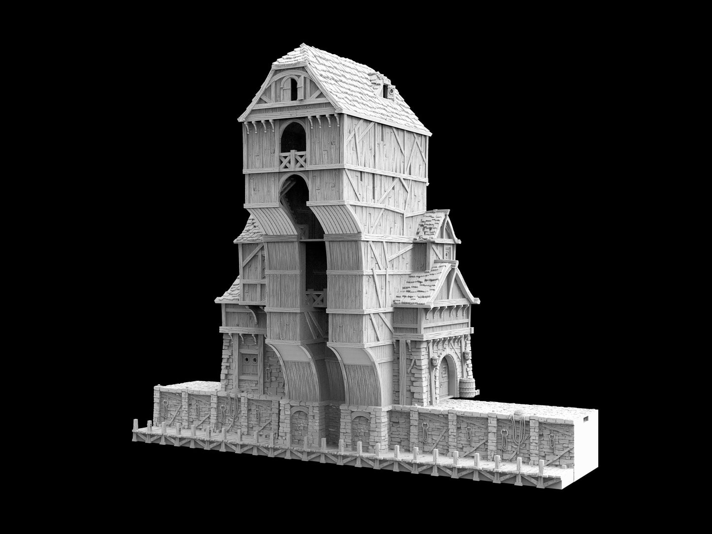 Warehouse, Loading dock, Load House, Port Royal ,dnd terrain, Dungeons and Dragons, Dungeon Master, Skirmish games, warhammer, star wars, birthday gift, miniatures, role playing games, Pirate Terrain, port royal, Ruler, mayor, city mayor, Port Royale
