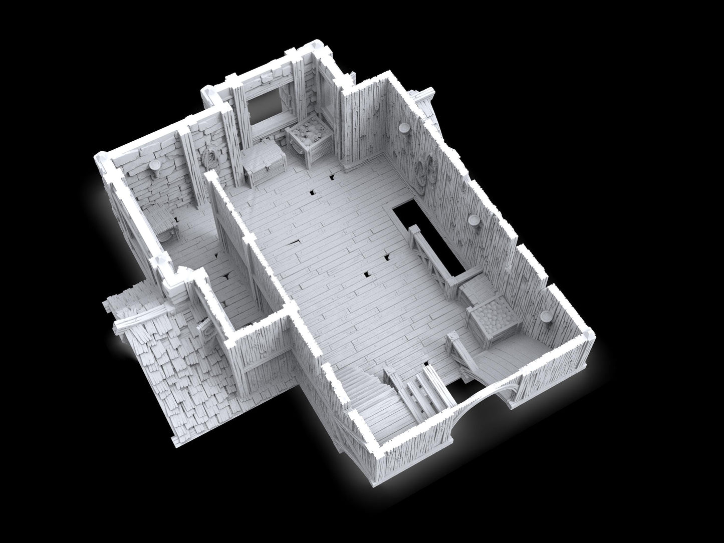 Warehouse, Loading dock, Load House, Port Royal ,dnd terrain, Dungeons and Dragons, Dungeon Master, Skirmish games, warhammer, star wars, birthday gift, miniatures, role playing games, Pirate Terrain, port royal, Ruler, mayor, city mayor, Port Royale