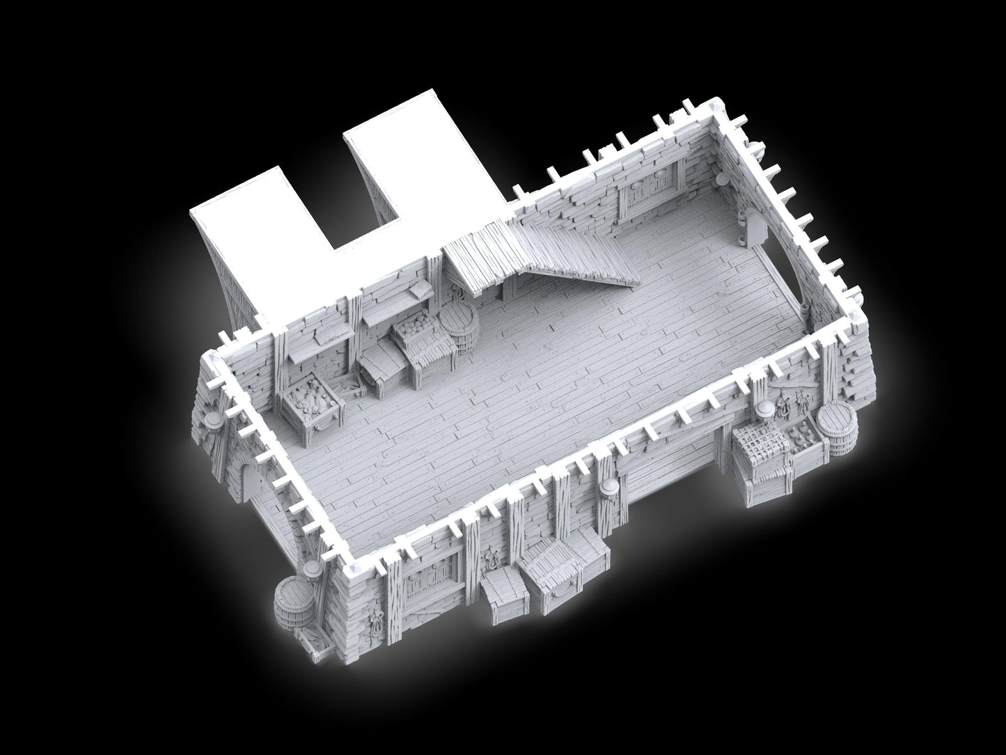 Warehouse, Loading dock, Load House, Port Royal ,dnd terrain, Dungeons and Dragons, Dungeon Master, Skirmish games, warhammer, star wars, birthday gift, miniatures, role playing games, Pirate Terrain, port royal, Ruler, mayor, city mayor, Port Royale
