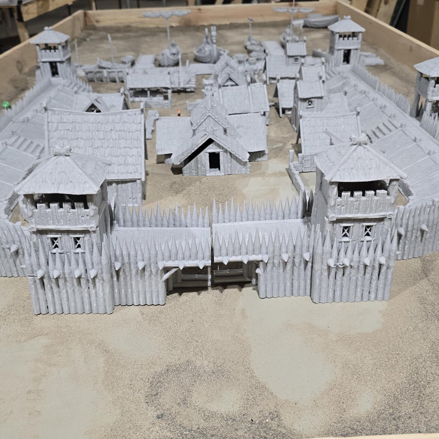 six towers adds an authentic touchThe assortment of buildings, including houses, a tavern, a storehouse, a shipbuilder's workshop, and farm buildings, offers a glimpse into various aspects of Viking life and activities.