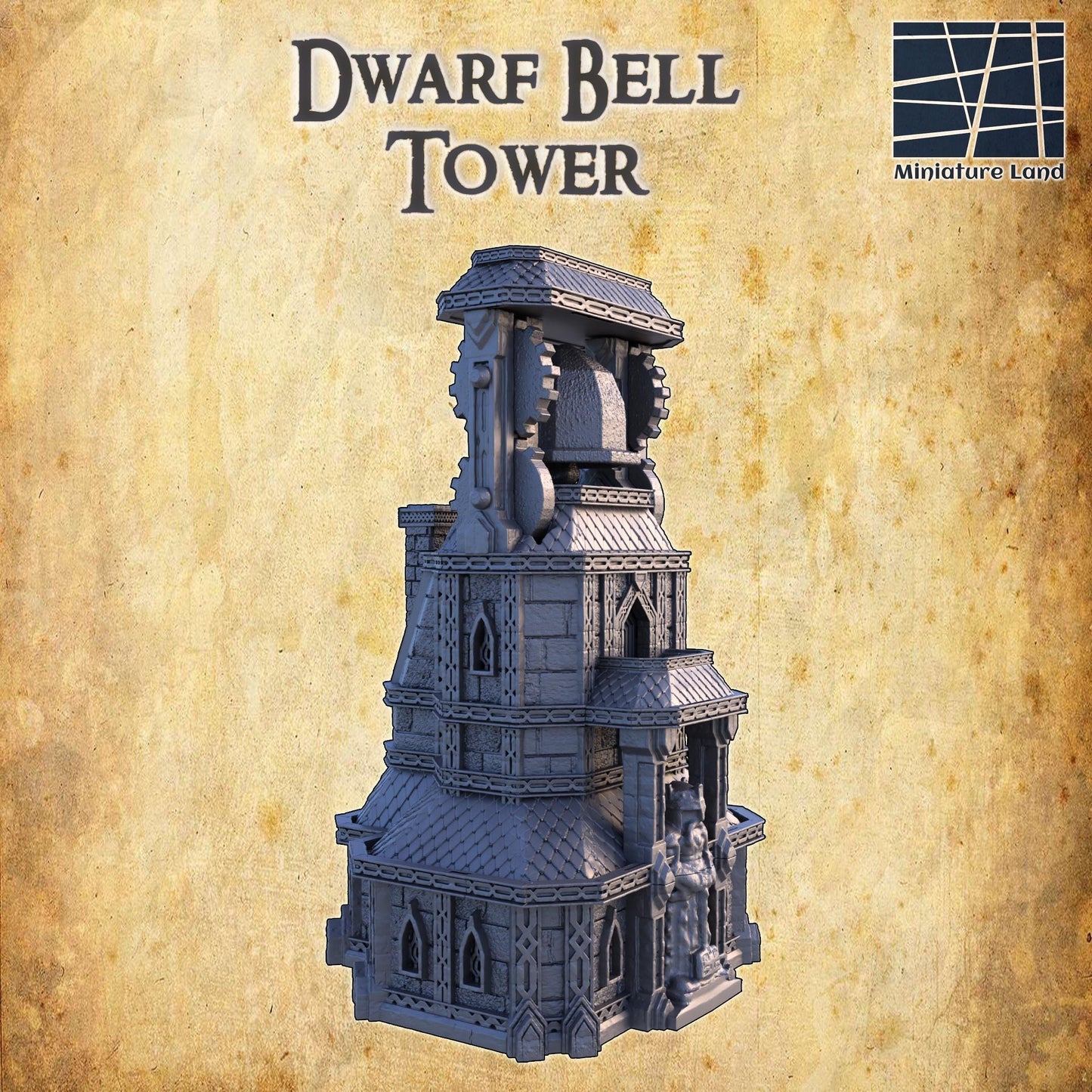 Discover the majestic Dwarf Bell Tower, a 3D-printed miniature marvel, perfect for adding a touch of medieval grandeur and strategic depth to your tabletop realm.