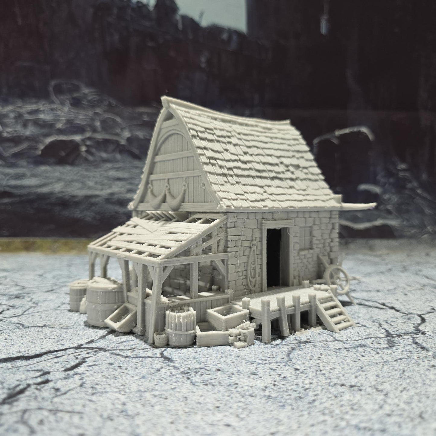 Ancrabourg Fishmonger's Workshop, Fish Market, Fishers house, Port Royal, Skirmish, D&D Terrain, Tabletop Terrain