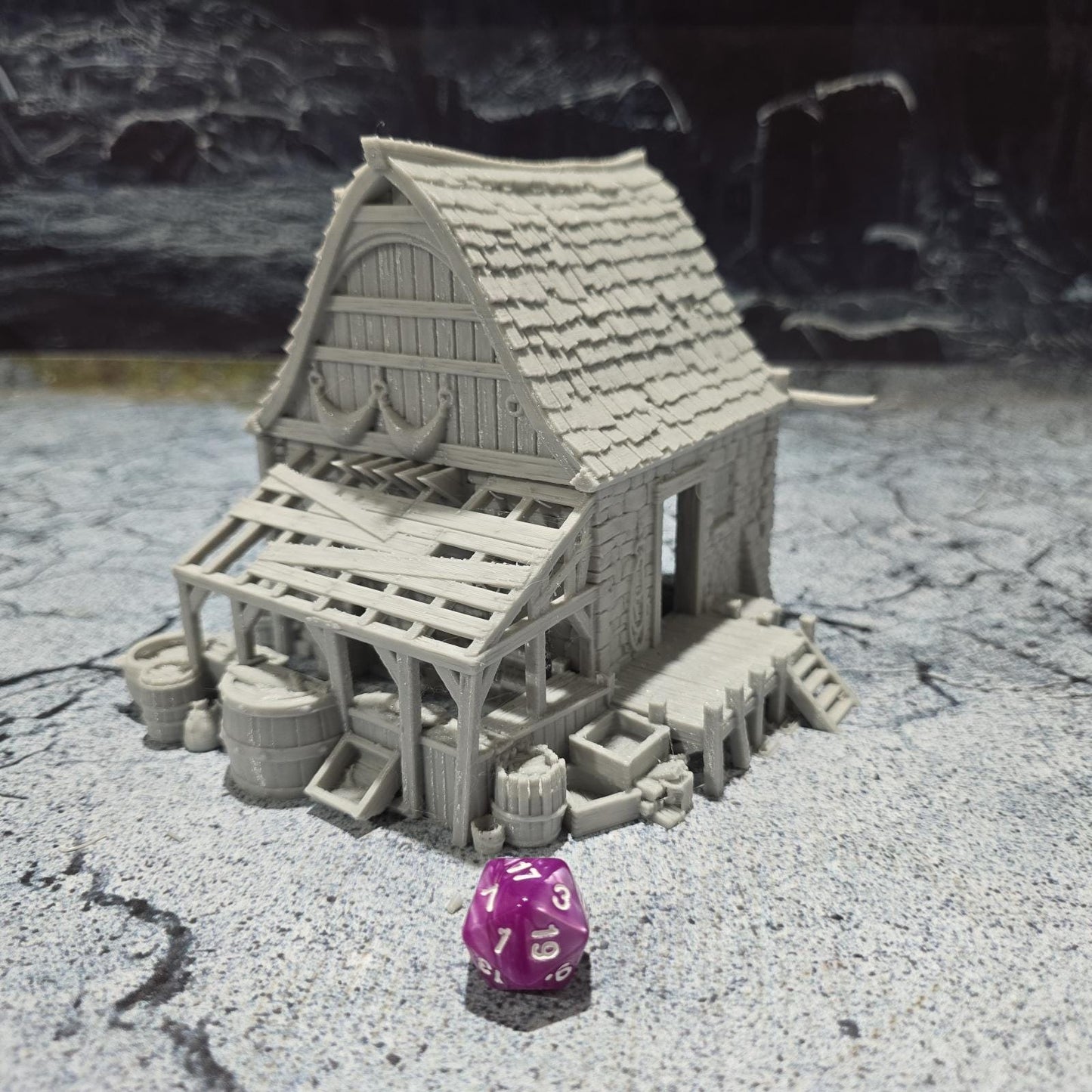 Ancrabourg Fishmonger's Workshop, Fish Market, Fishers house, Port Royal, Skirmish, D&D Terrain, Tabletop Terrain