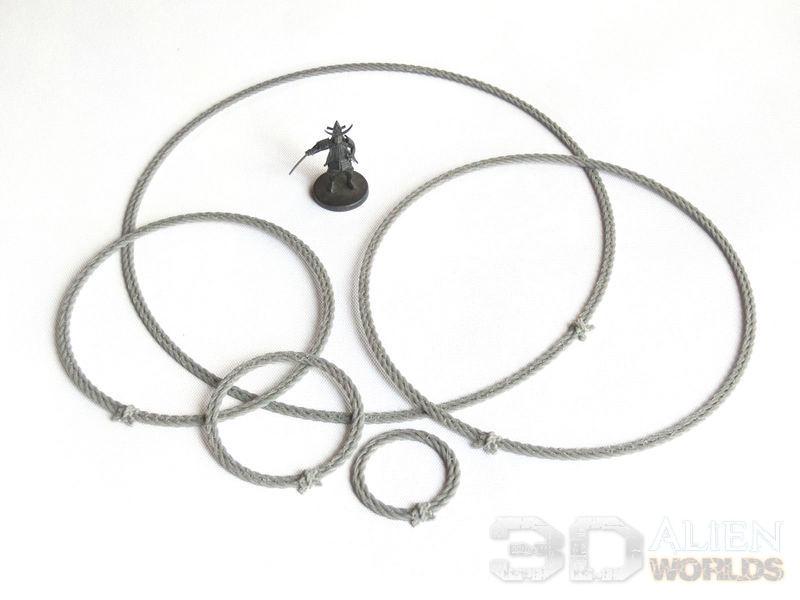 A set of samurai-inspired objective rings, featuring traditional Japanese rope patterns. Perfect for tabletop wargames, historical RPGs, and samurai-themed skirmish battles.