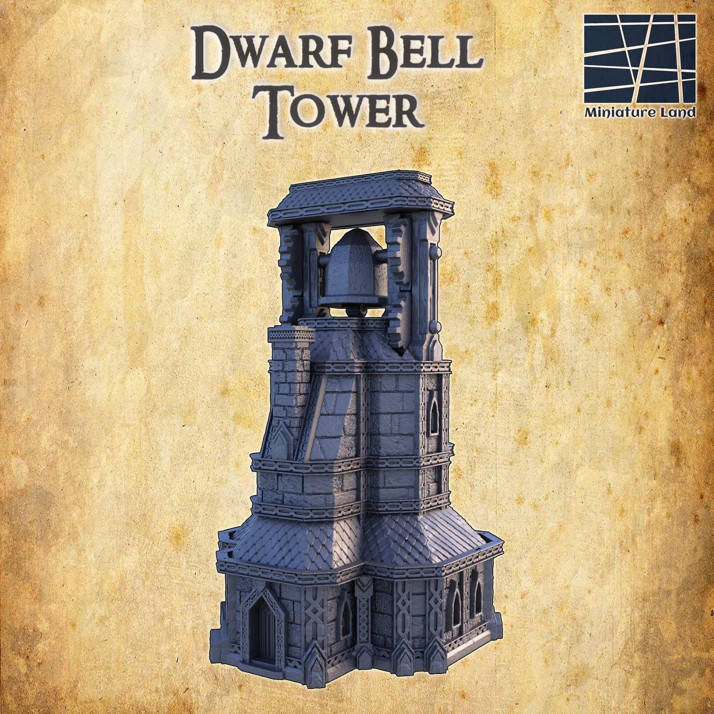 Discover the majestic Dwarf Bell Tower, a 3D-printed miniature marvel, perfect for adding a touch of medieval grandeur and strategic depth to your tabletop realm.