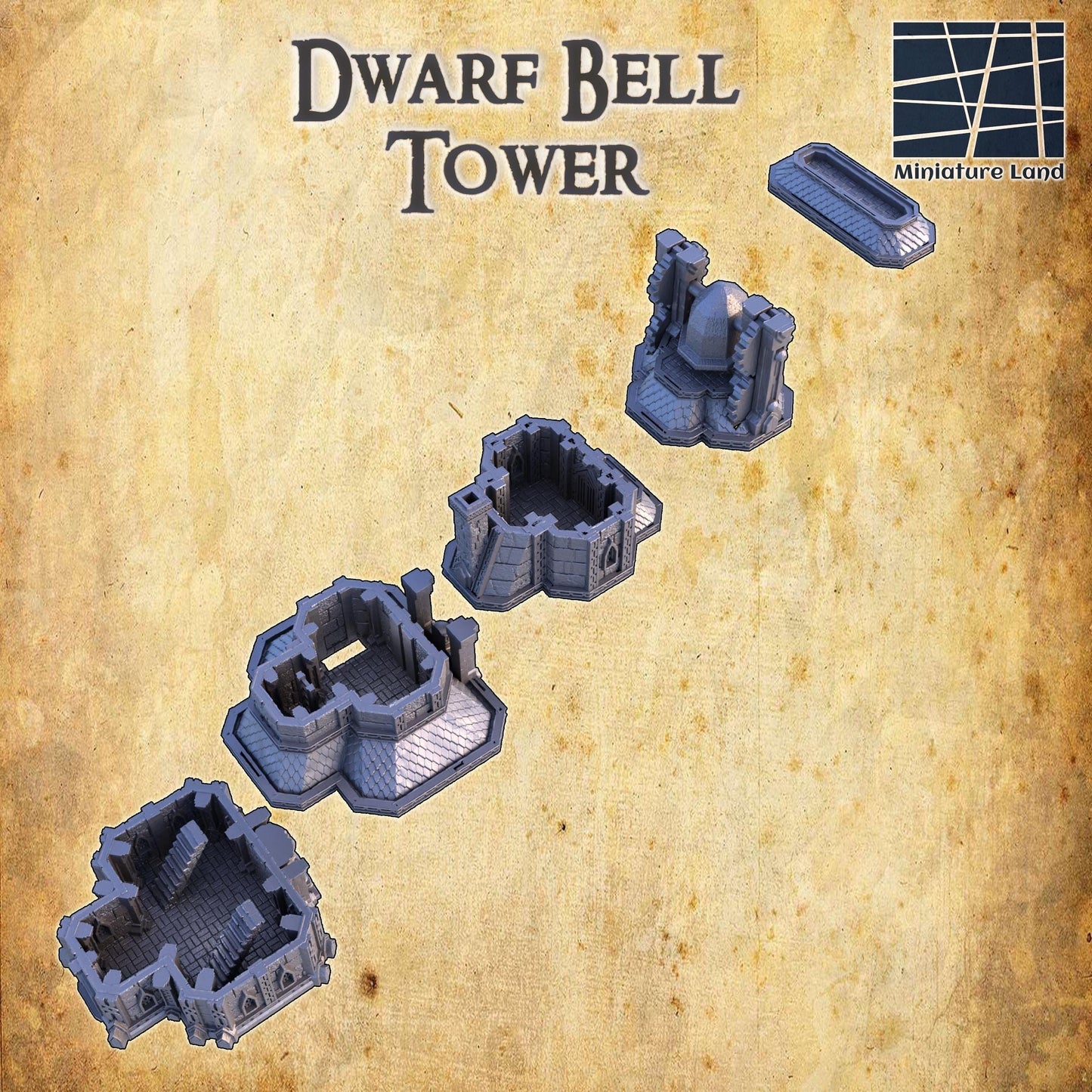 Discover the majestic Dwarf Bell Tower, a 3D-printed miniature marvel, perfect for adding a touch of medieval grandeur and strategic depth to your tabletop realm.