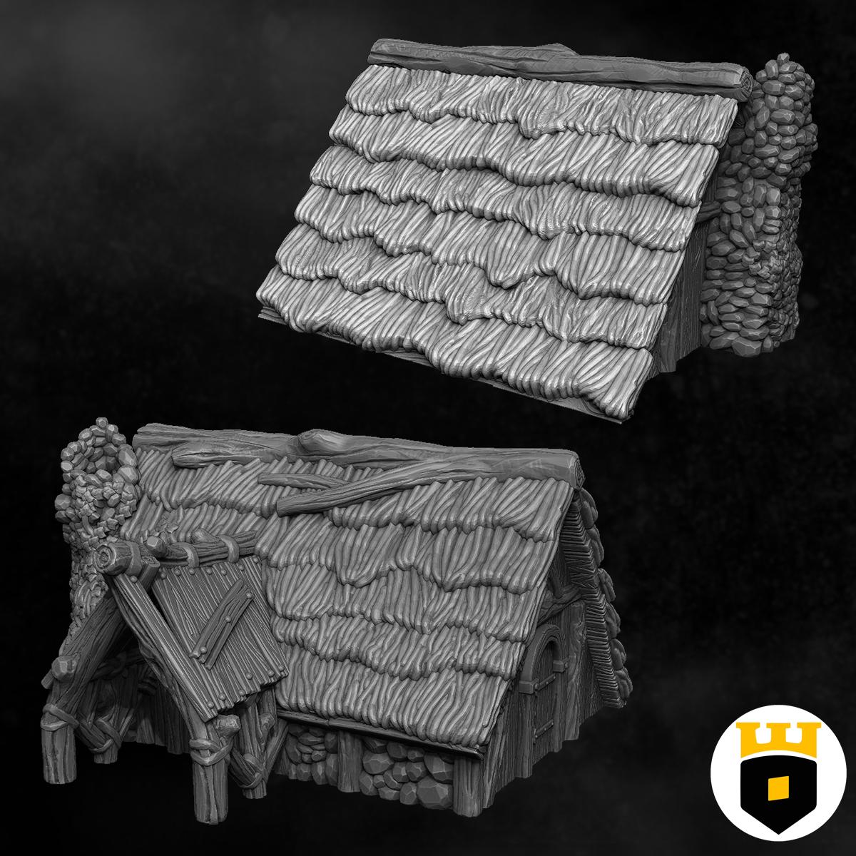 "Explore the life of a Viking with this accurately modeled Common House, featuring a detailed interior and rugged exterior, perfect for historical tabletop games."
