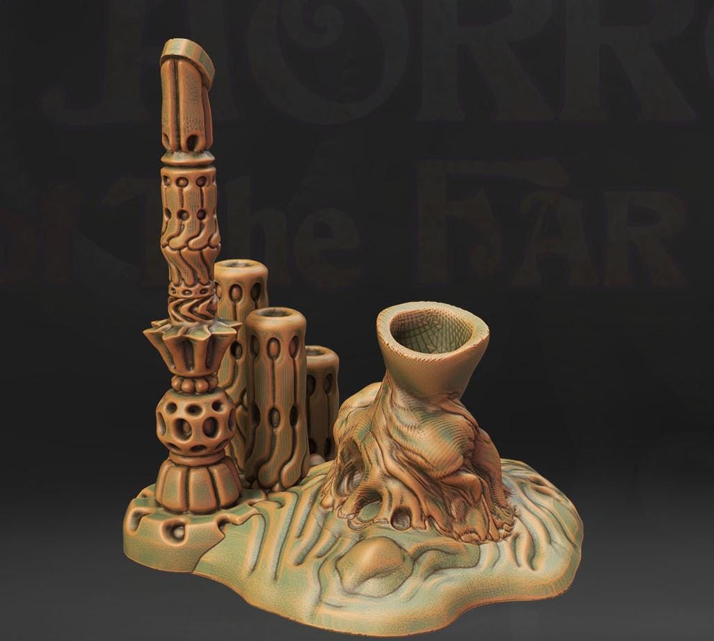 Explore the Temple of Nel'Qorith with this set of altar and statues, perfect for adding a touch of ancient mystery to any tabletop RPG.