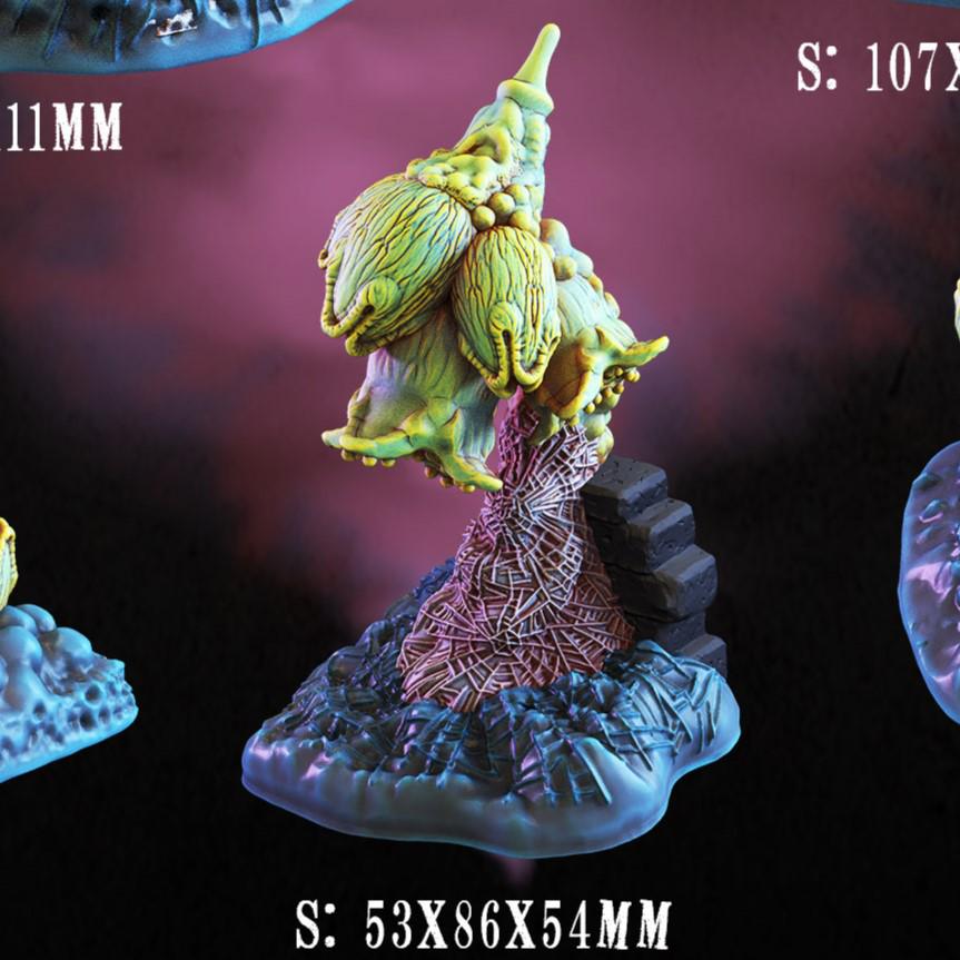 "Delve into the Spider Queen's Vengeance with this set of FDM 3D-printed terrain pieces, featuring lifelike spider nests, eggs, and lairs for tabletop RPGs."