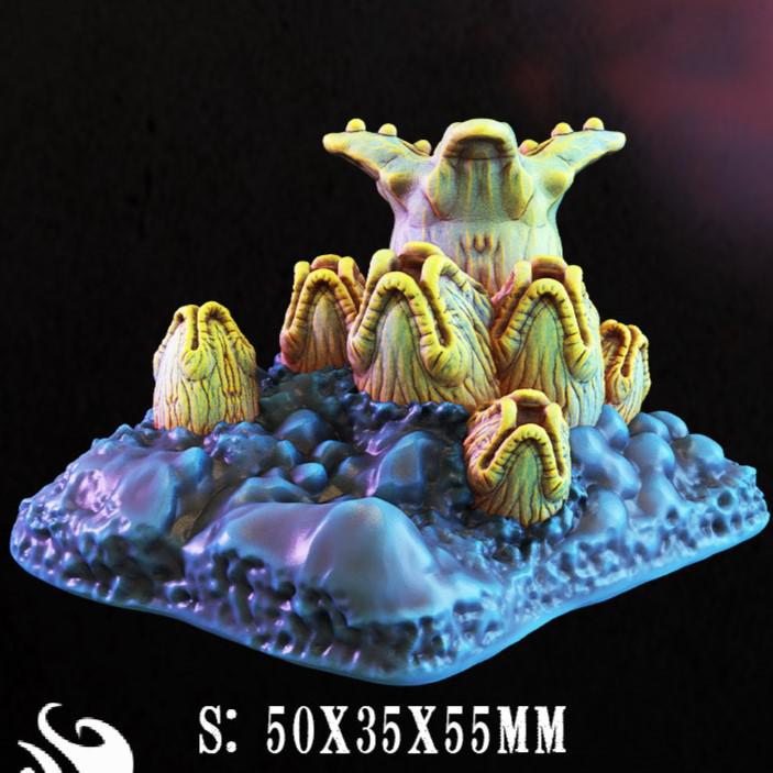 "Delve into the Spider Queen's Vengeance with this set of FDM 3D-printed terrain pieces, featuring lifelike spider nests, eggs, and lairs for tabletop RPGs."