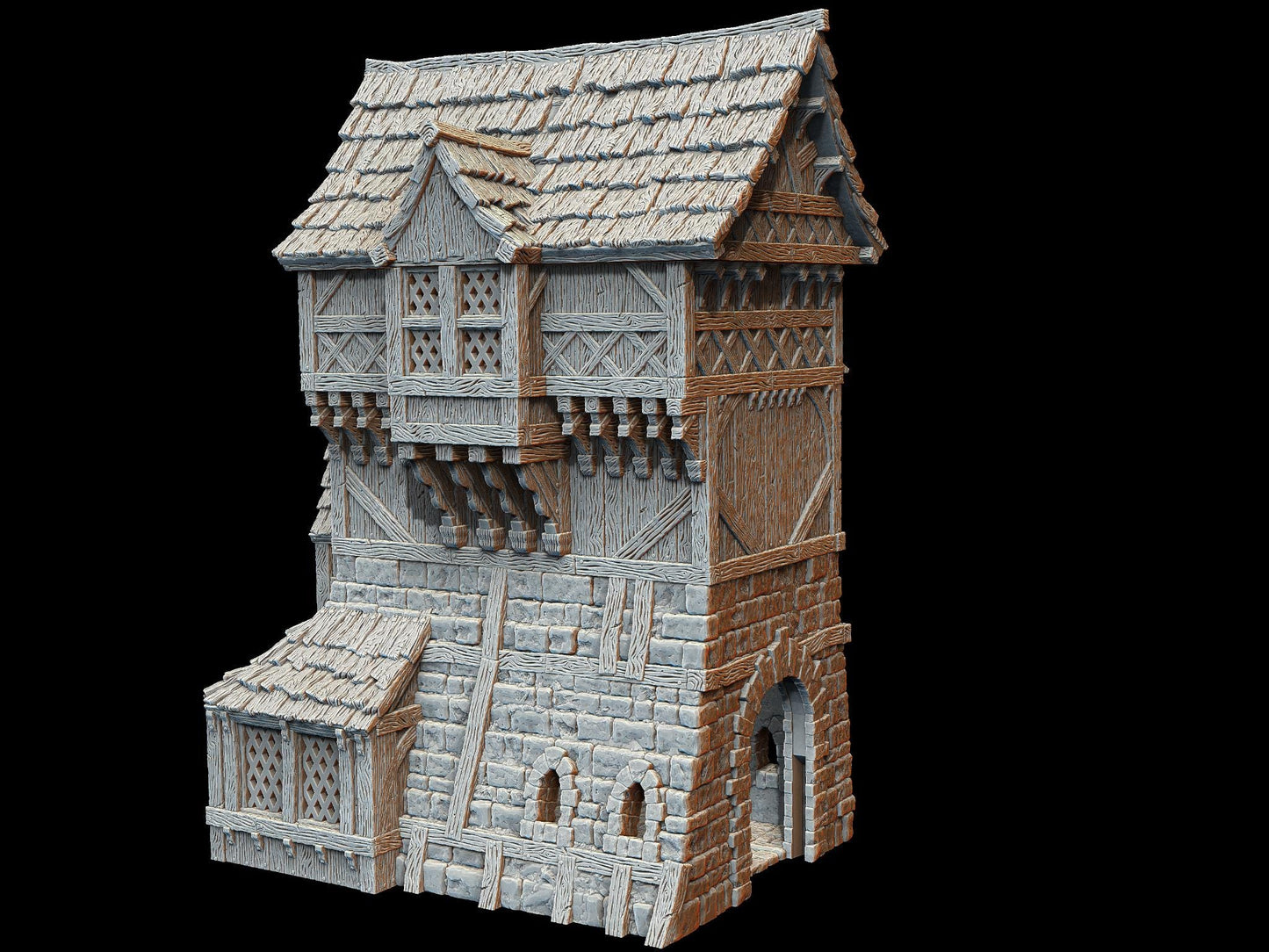 Explore this detailed 15th-century inspired Medieval Manor model, featuring intricate architecture and removable levels for diverse gameplay.