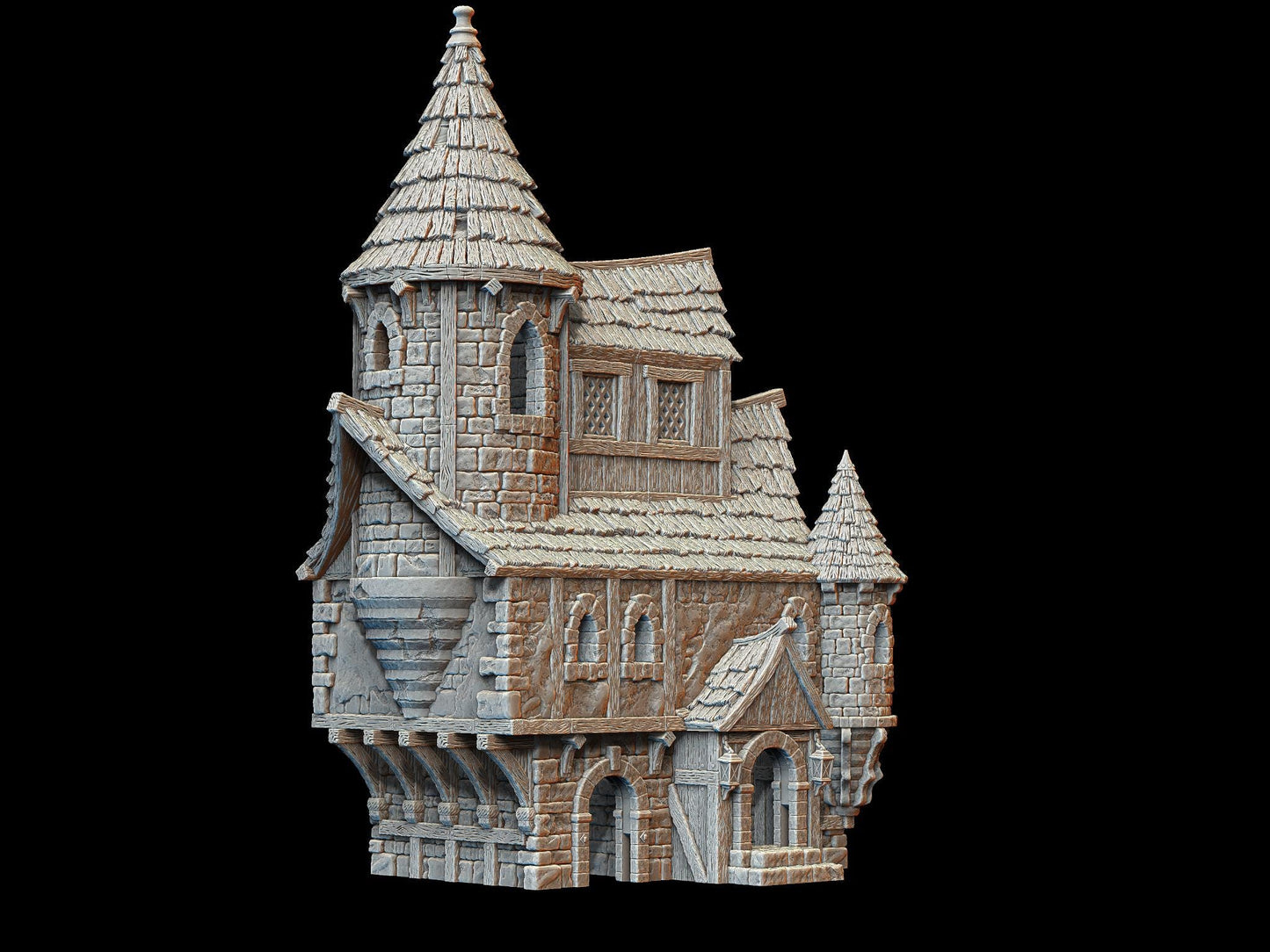 Renaissance-era Scholar's House model with detailed architectural elements, suitable for tabletop RPGs and educational dioramas.