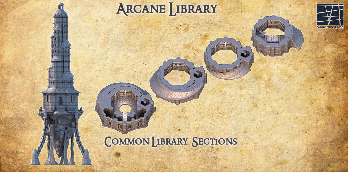 Discover the towering grandeur of the Arcane Library, standing over six feet tall. Available with or without its enigmatic floating basement, this model is designed to be the crown jewel of your RPG setting.