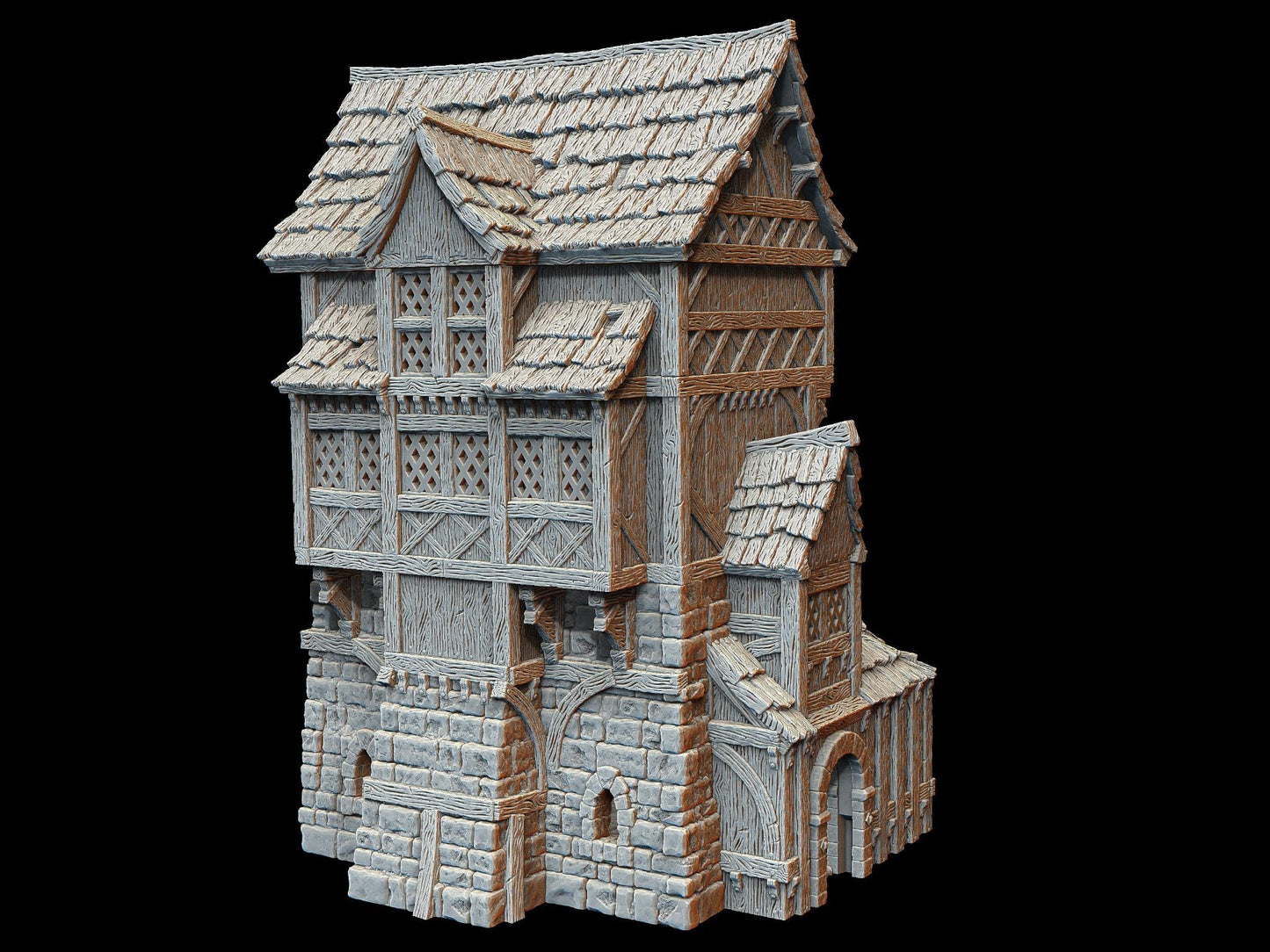 Explore this detailed 15th-century inspired Medieval Manor model, featuring intricate architecture and removable levels for diverse gameplay.