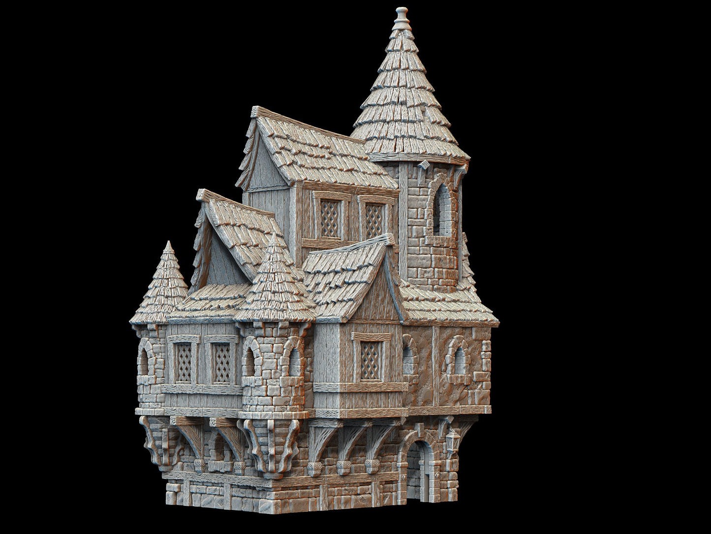 Renaissance-era Scholar's House model with detailed architectural elements, suitable for tabletop RPGs and educational dioramas.