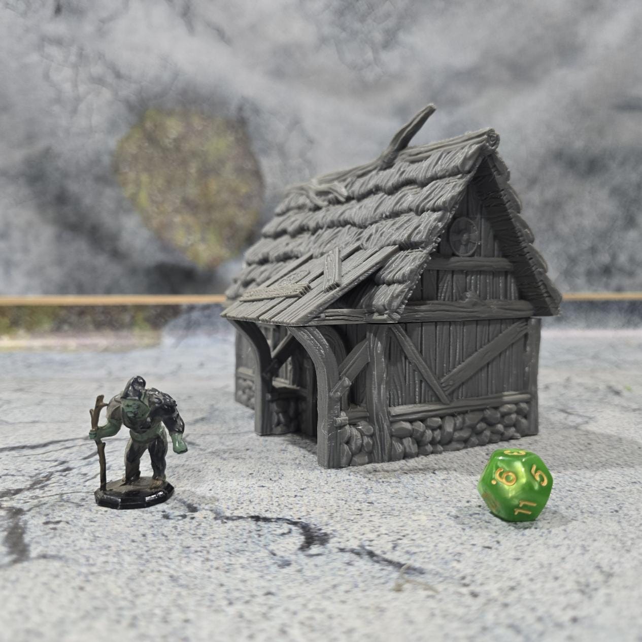 Exquisitely detailed Small Viking Common House model, showcasing early medieval architecture perfect for tabletop role-playing and wargames.