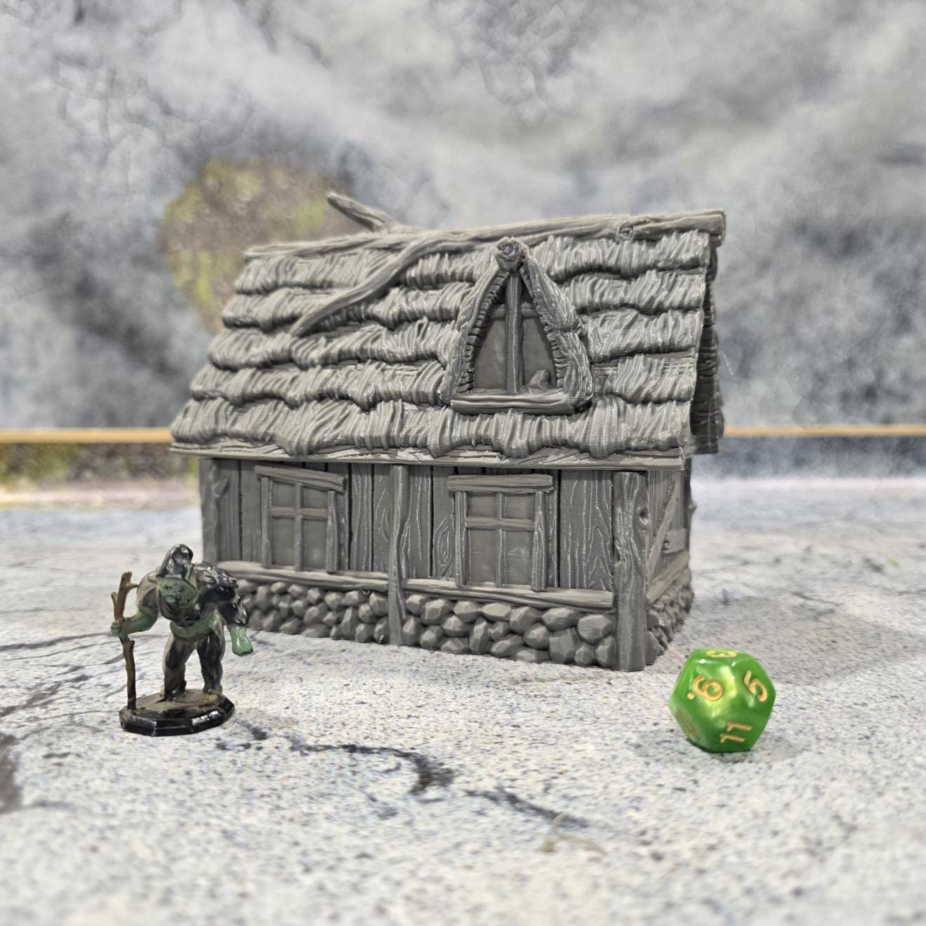 Exquisitely detailed Small Viking Common House model, showcasing early medieval architecture perfect for tabletop role-playing and wargames.