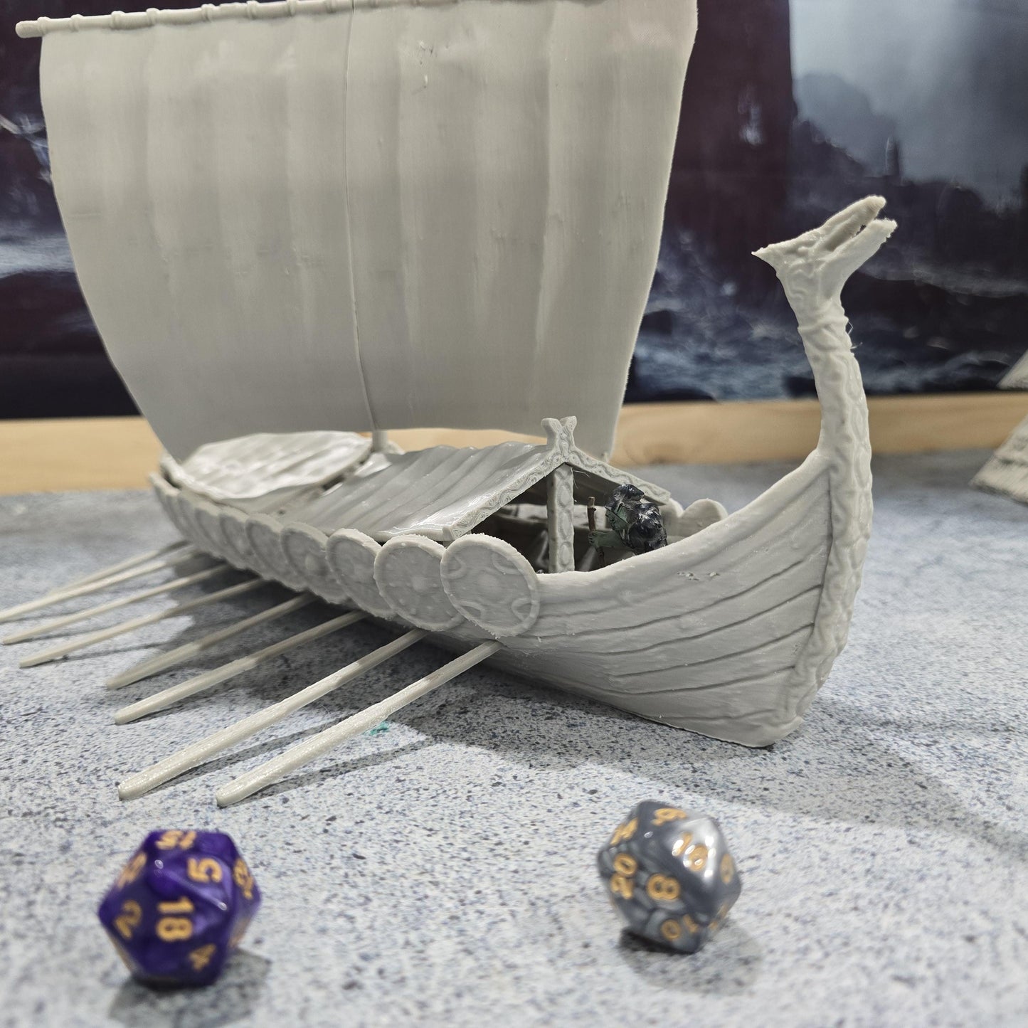 Covered Viking Long Ship, with shields