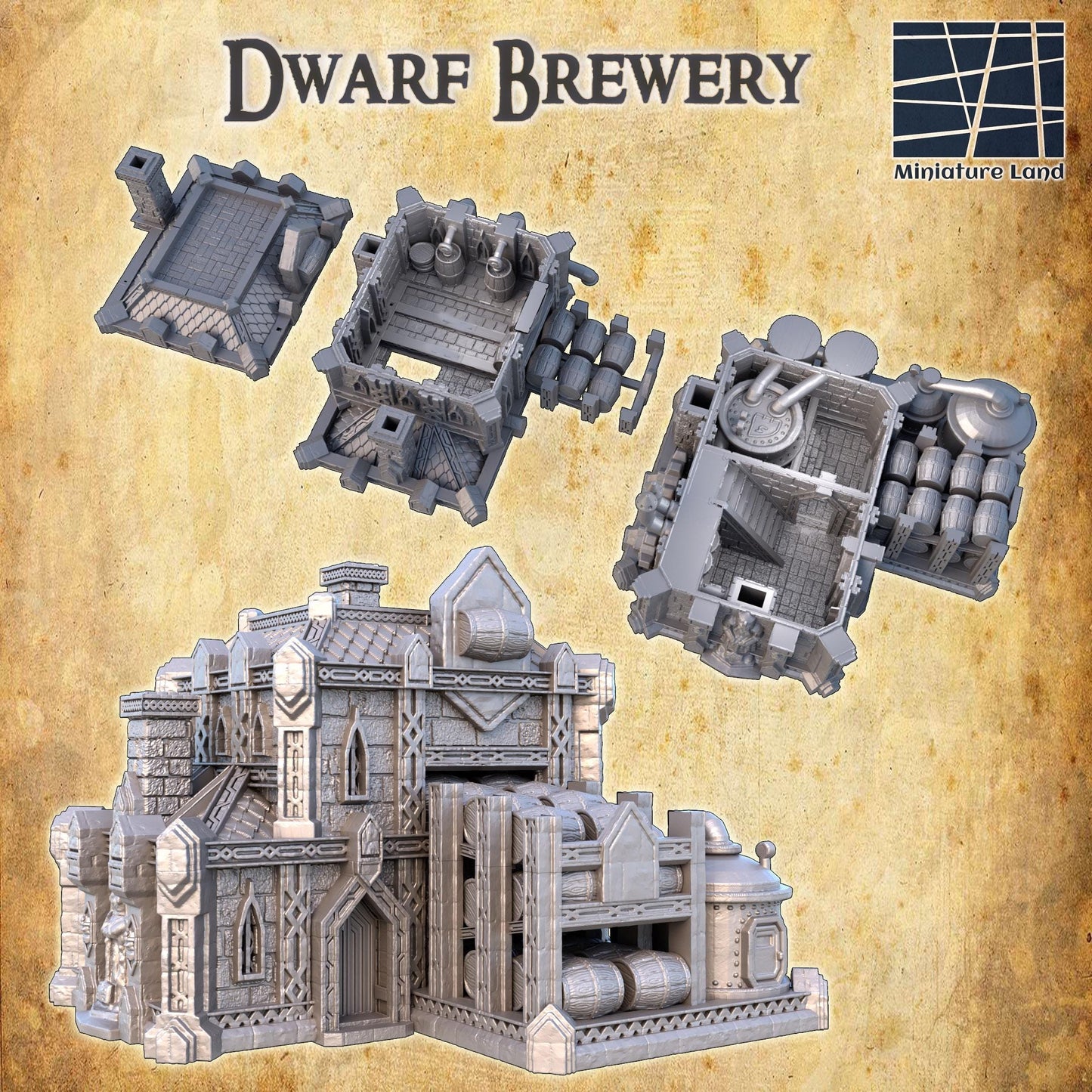 Dwarf Brewery: Medieval-Inspired Alehouse - 28mm Scale Tabletop Terrain for Fantasy RPGs