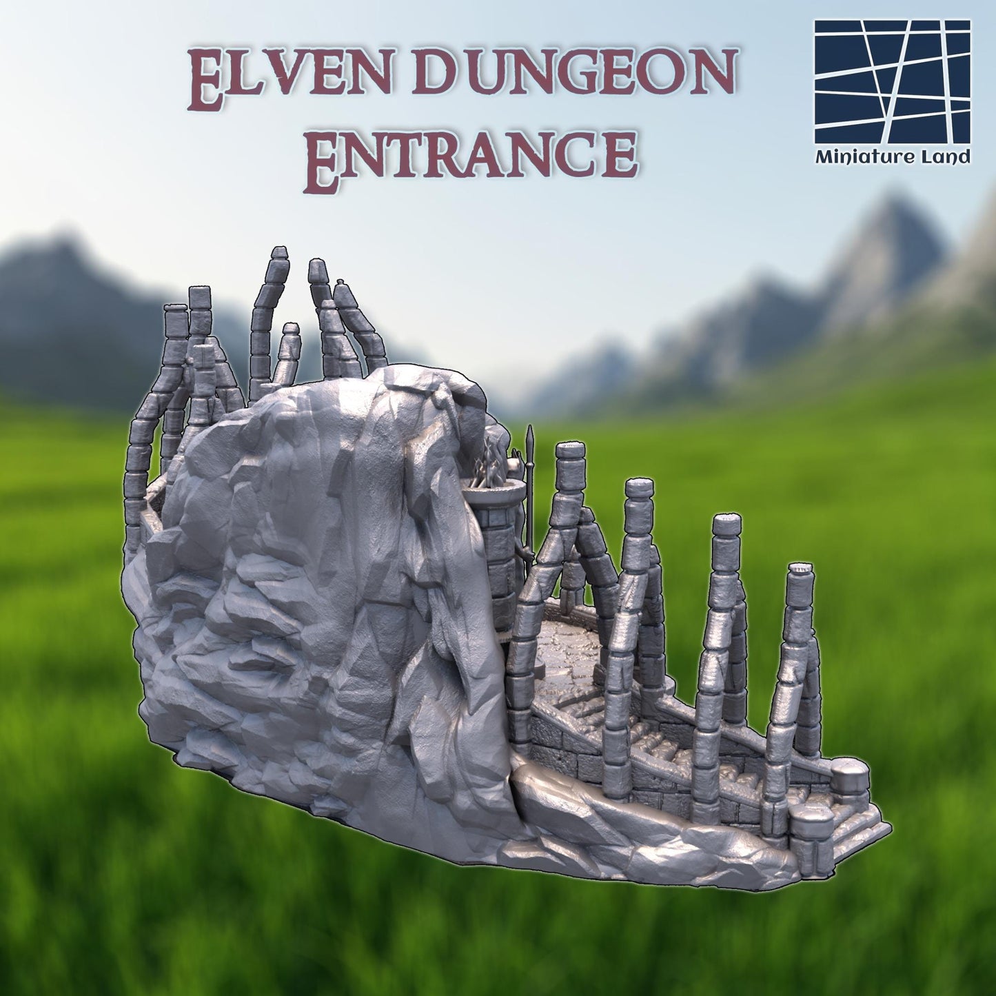 Elven Dungeon Entrance – A breathtaking fantasy terrain piece featuring towering spires, intricate stone carvings, and a mysterious underground gateway. Perfect for D&D, Pathfinder, and tabletop RPG campaigns.