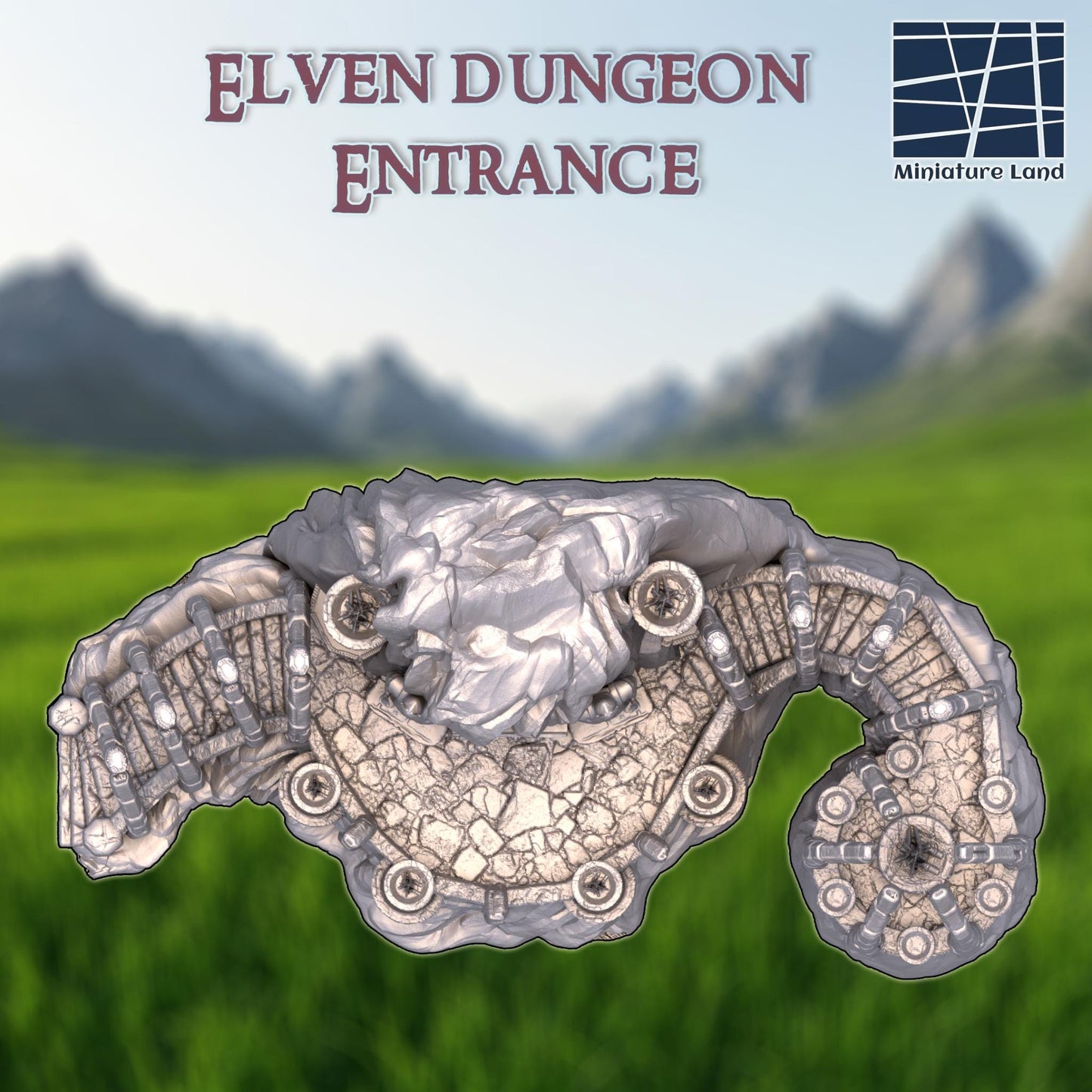 Elven Dungeon Entrance – A breathtaking fantasy terrain piece featuring towering spires, intricate stone carvings, and a mysterious underground gateway. Perfect for D&D, Pathfinder, and tabletop RPG campaigns.
