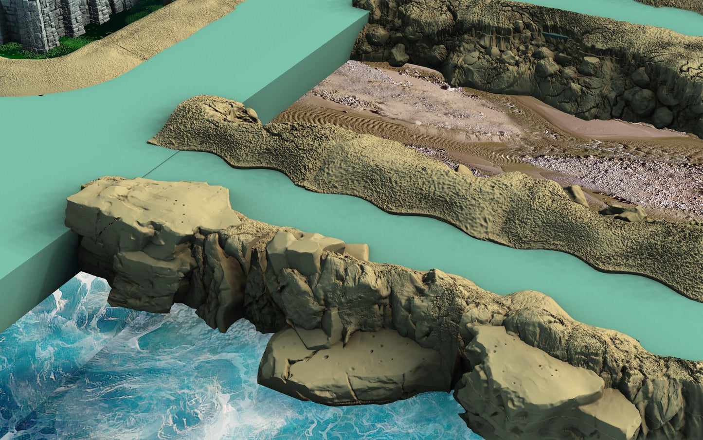 River’s Edge Gentle Erosion – 25 inches of detailed, modular riverbank terrain for tabletop RPGs and wargames, featuring natural erosion, high-ground tactics, and immersive storytelling potential.