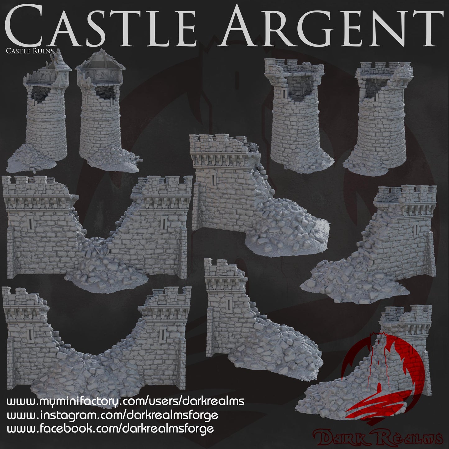 Castle Argent Gatehouse Ruins – Modular Medieval Fortress for Tabletop Wargames & RPGs