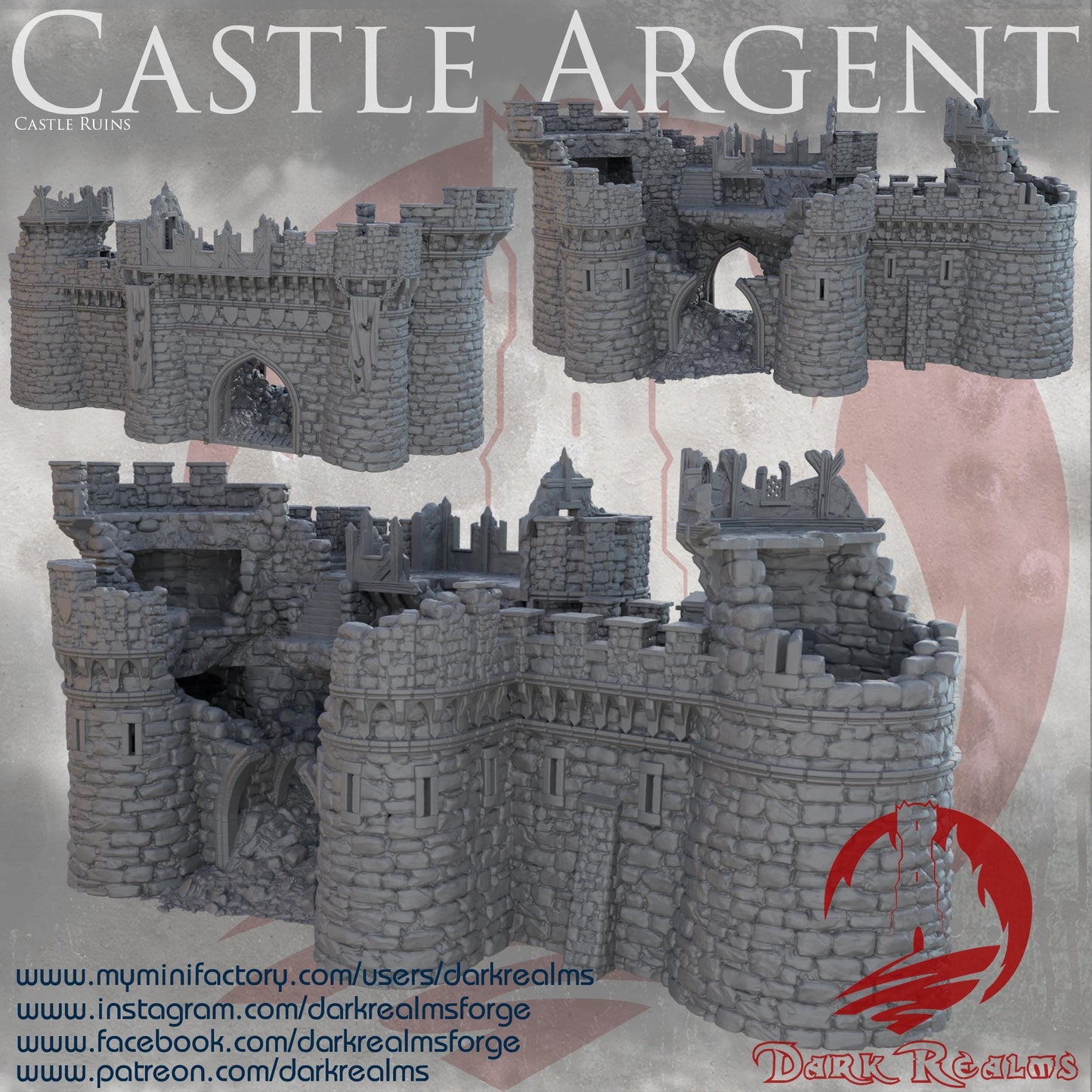 Castle Argent Gatehouse Ruins – Modular Medieval Fortress for Tabletop Wargames & RPGs