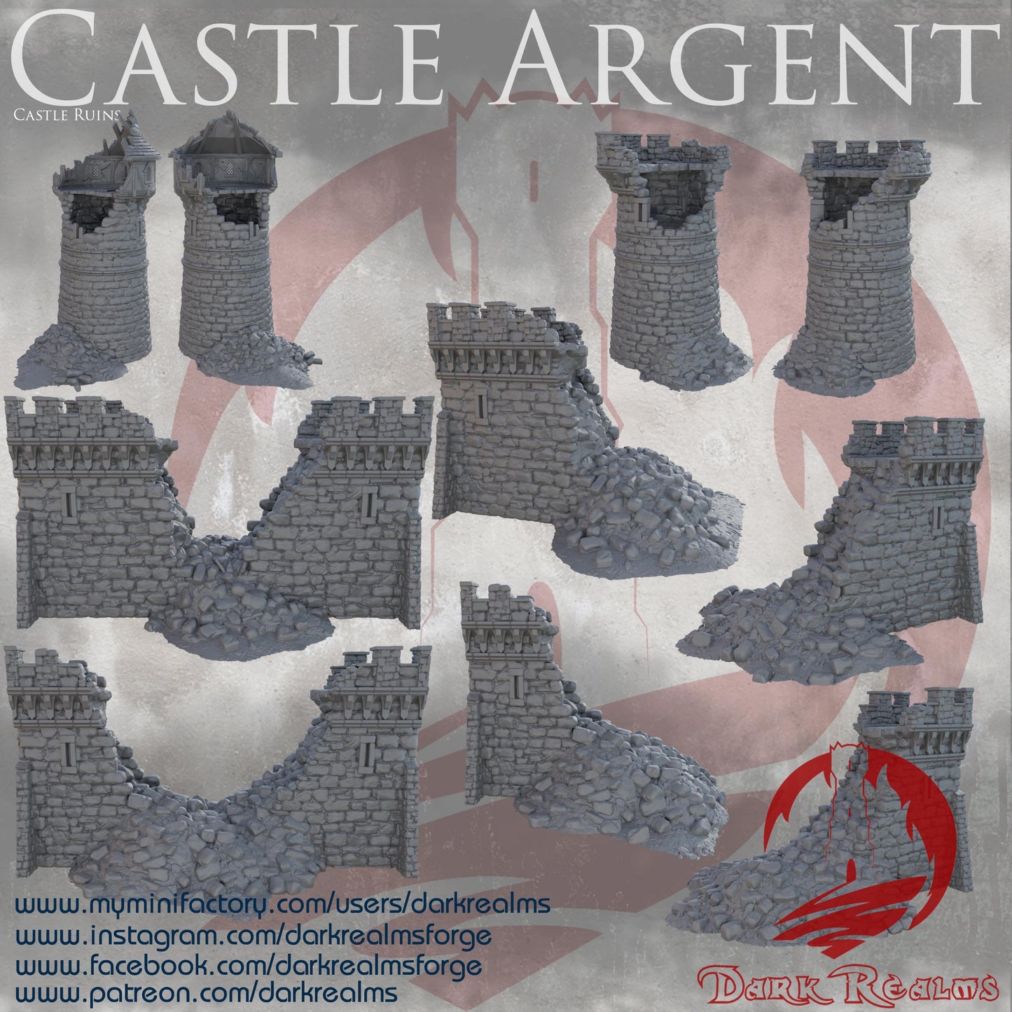 Castle Argent Gatehouse Ruins – Modular Medieval Fortress for Tabletop Wargames & RPGs