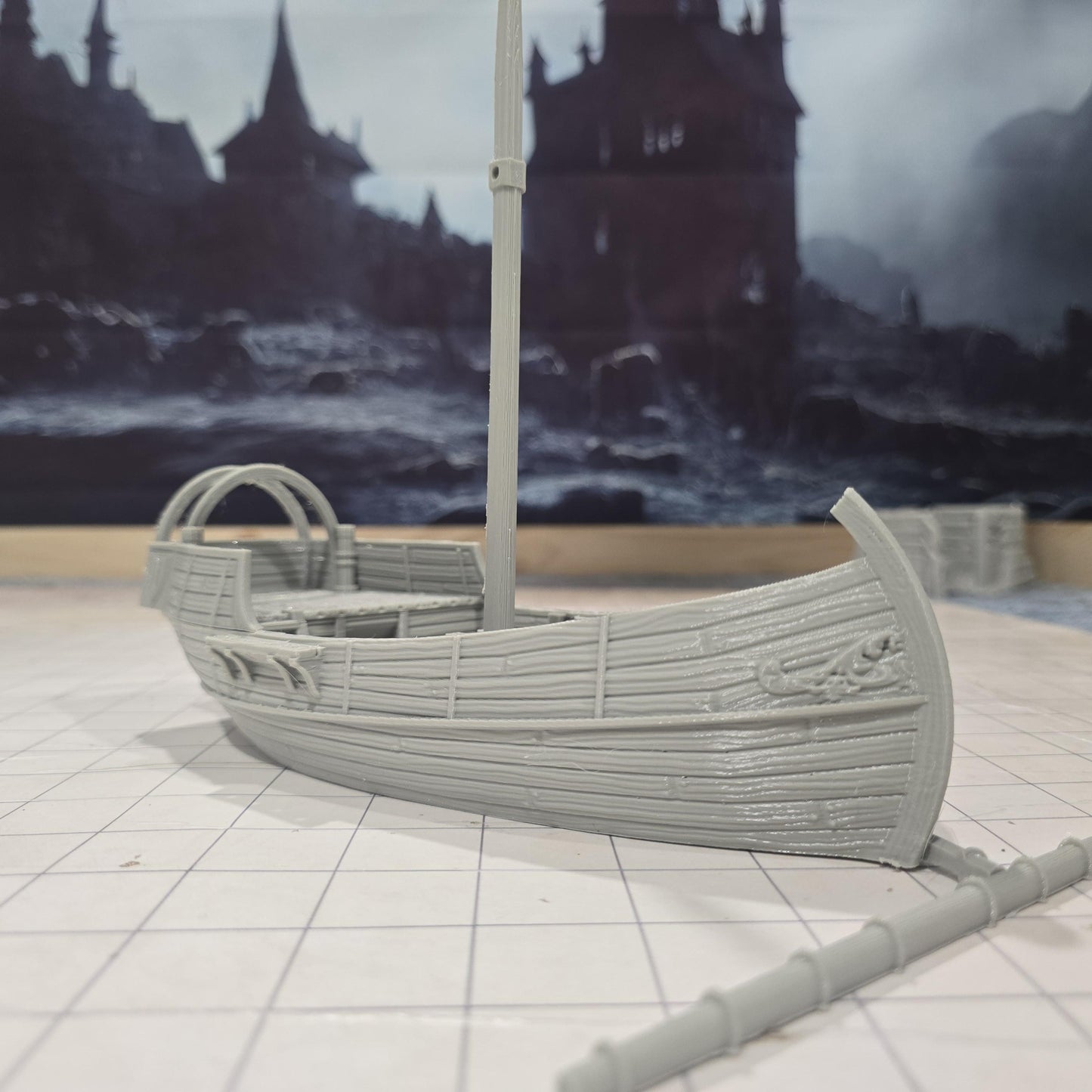 28mm Medieval Merchant Ship - Historical Naval Miniature - Tabletop Wargaming and RPG Terrain - Printed in Grey PLA