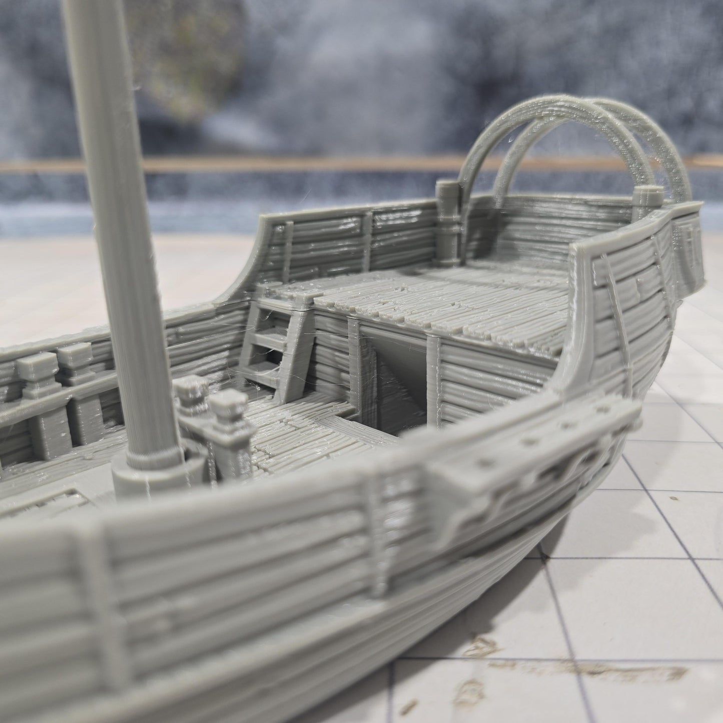 28mm Medieval Merchant Ship - Historical Naval Miniature - Tabletop Wargaming and RPG Terrain - Printed in Grey PLA