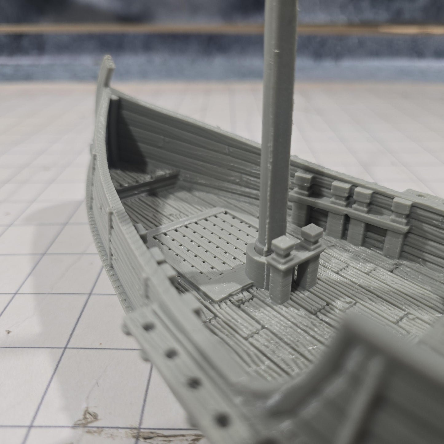 28mm Medieval Merchant Ship - Historical Naval Miniature - Tabletop Wargaming and RPG Terrain - Printed in Grey PLA